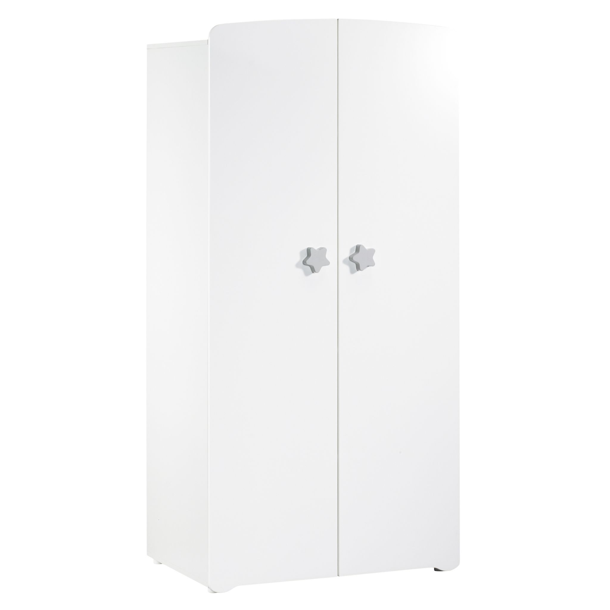 BABY PRICE Armoire chambre bébé 2 portes NEW BASIC Boutons Etoile Gris