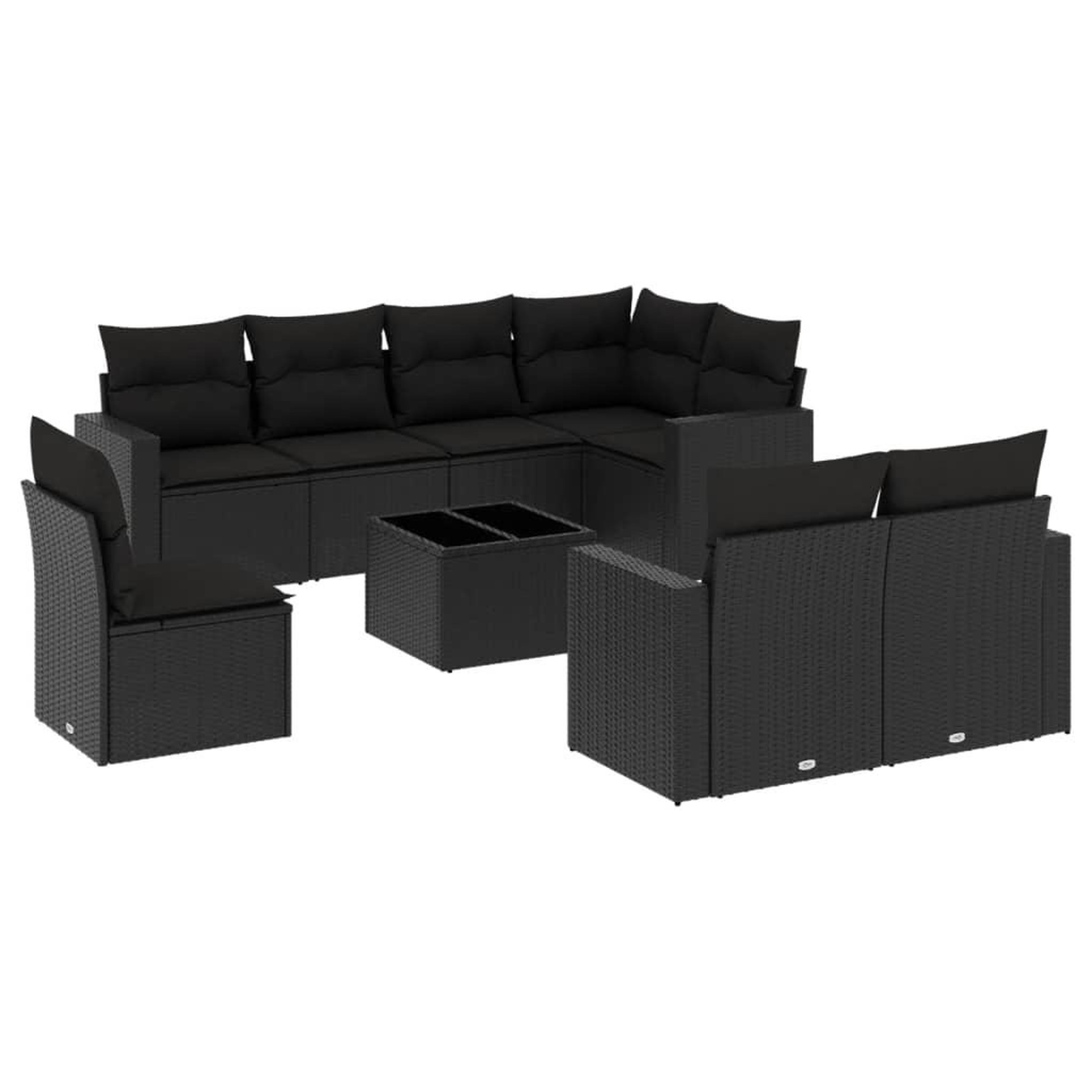 Voir la diapositive 2 : VIDAXL Salon de jardin 9 pcs avec coussins noir resine tressee