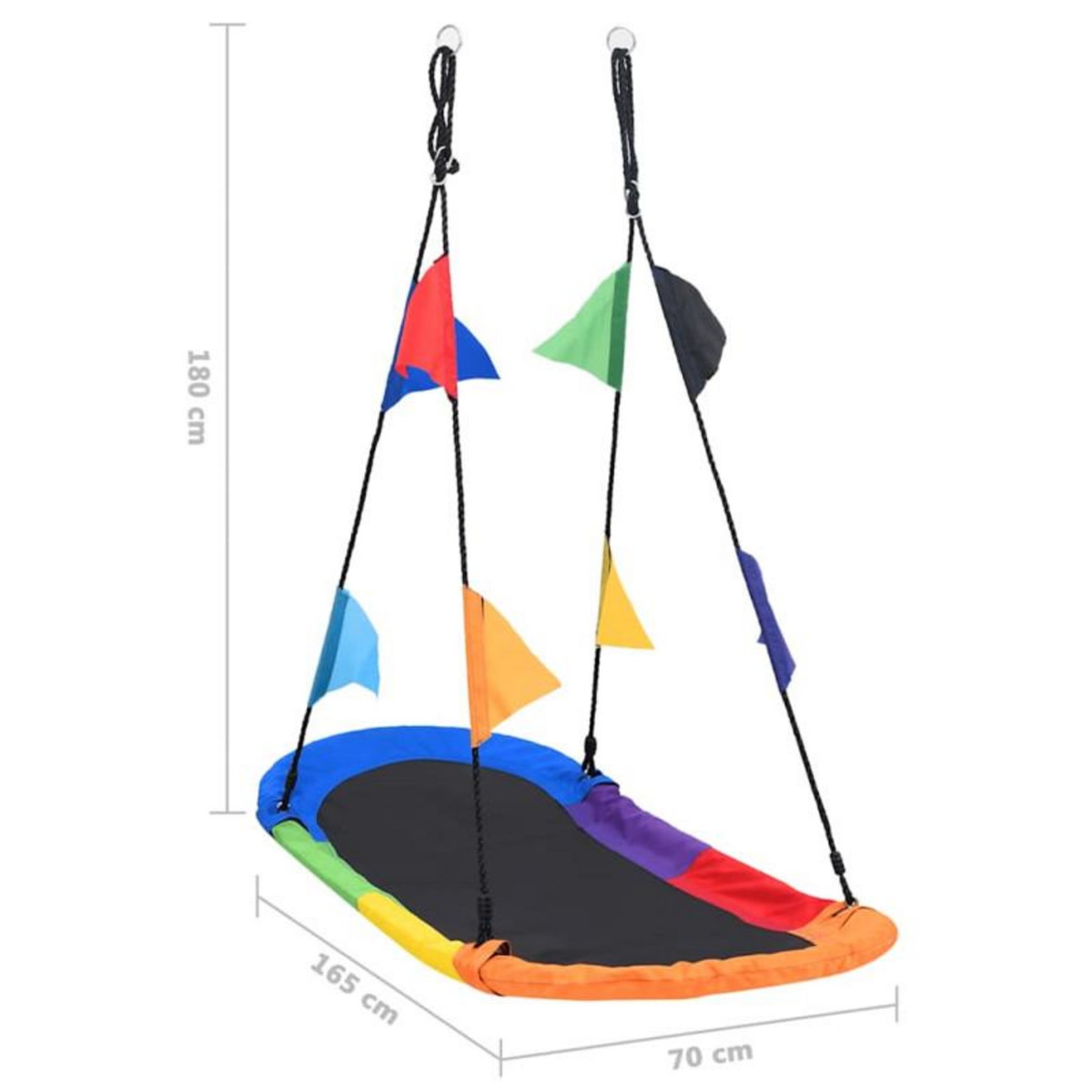 VIDAXL Balançoire nid d oiseau avec fanions 165x70 cm