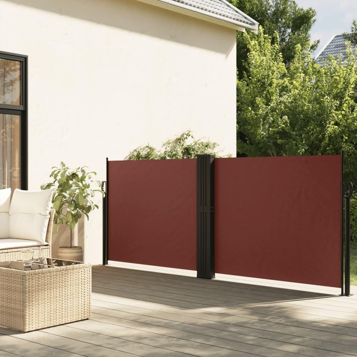VIDAXL Auvent lateral retractable marron 120x1000 cm