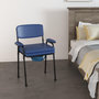 Voir la diapositive 2 : HOMCOM Chaise percée réglable - chaise de toilette - seau amovible pliable, coussin, accoudoirs - acier noir PVC bleu