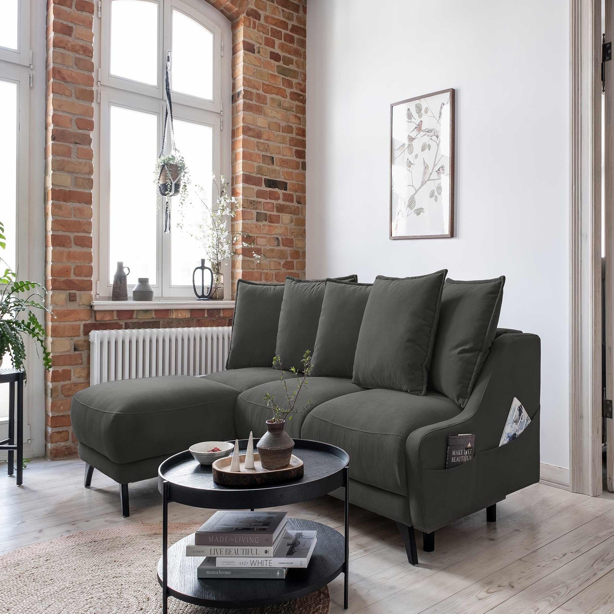Voir la diapositive 5 : BEST MOBILIER Royal - canapé d'angle gauche - 4 places - convertible avec coffre - en velours
