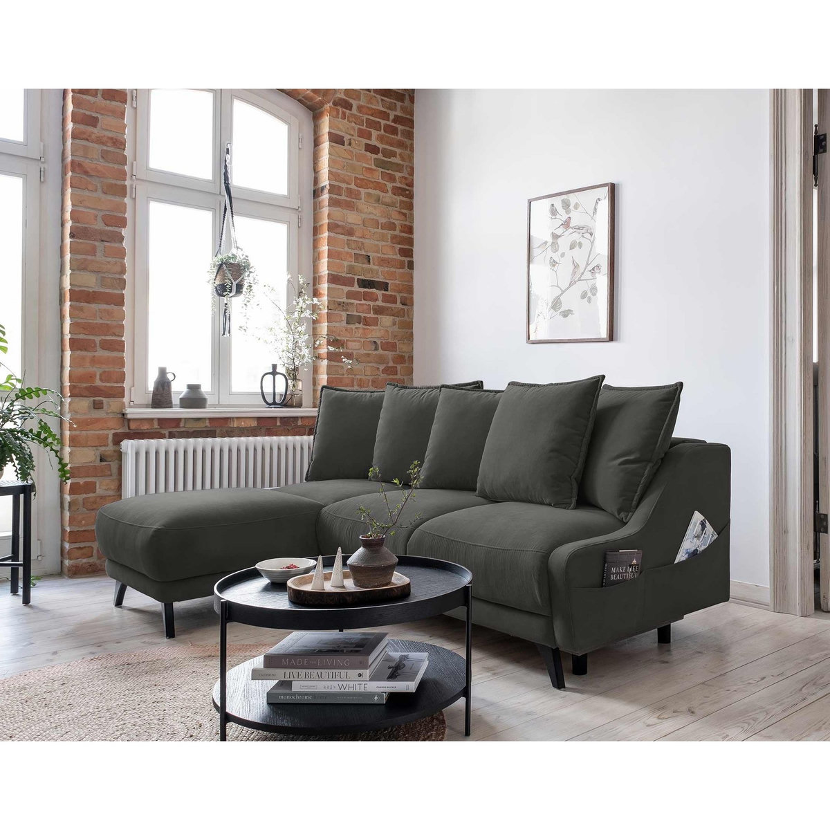 BEST MOBILIER Royal - canapé d'angle gauche - 4 places - convertible avec coffre - en velours