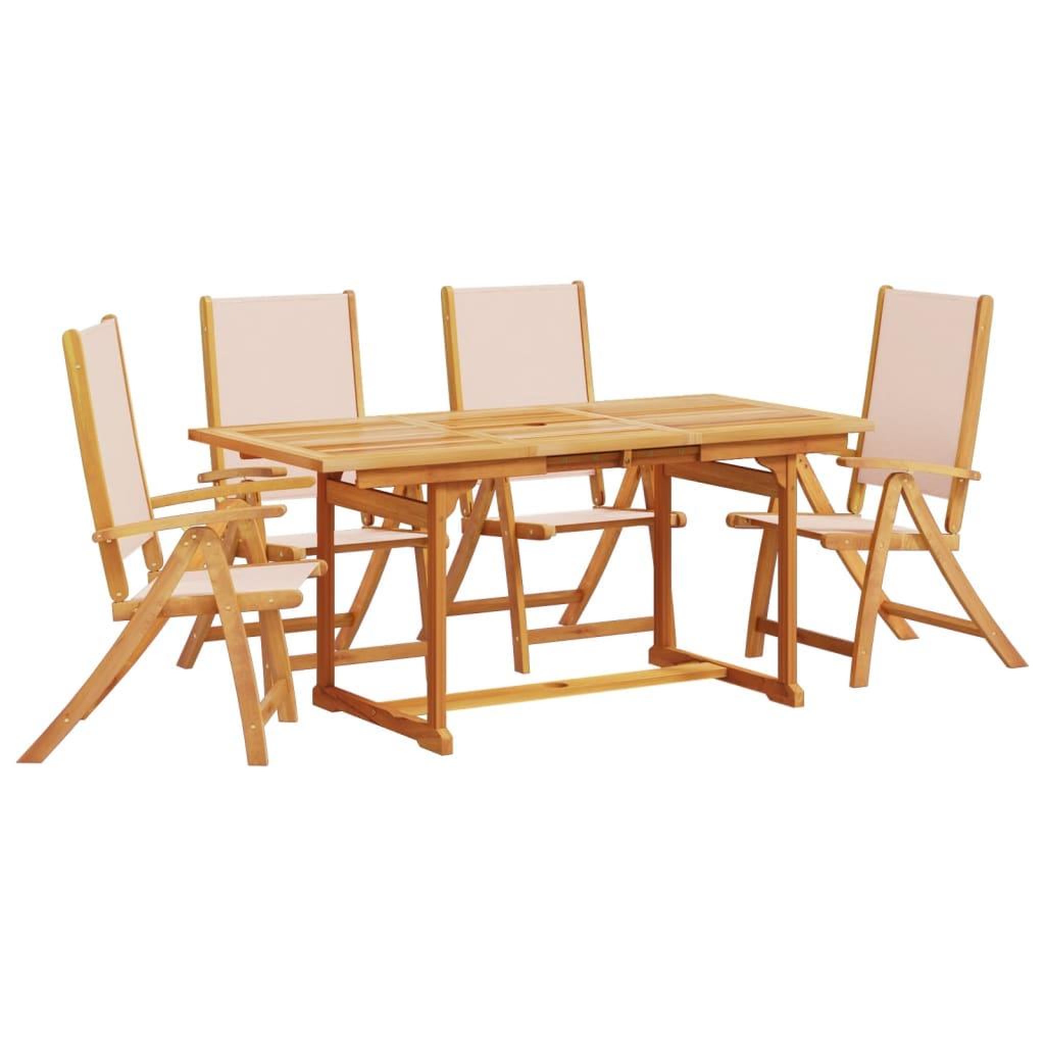 Voir la diapositive 2 : VIDAXL Ensemble a manger de jardin 5pcs bois d'acacia solide textilene