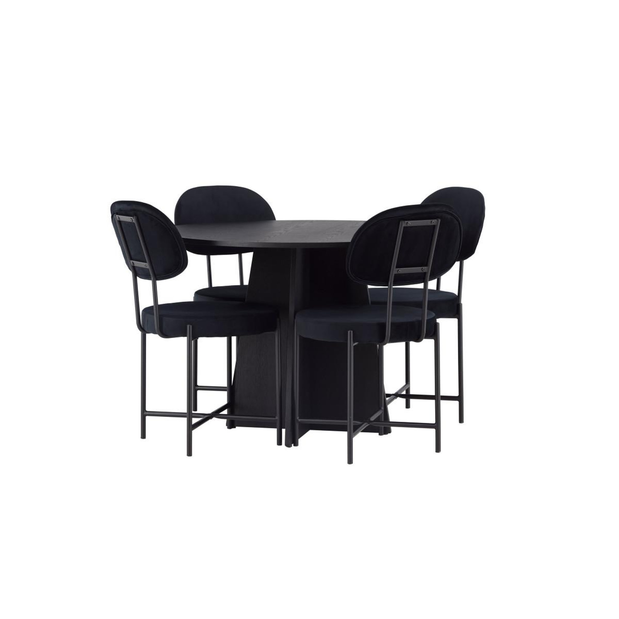 Voir la diapositive 3 : Paris Prix Ensemble table à manger & 4 chaises  bootcut & stella  110cm noir