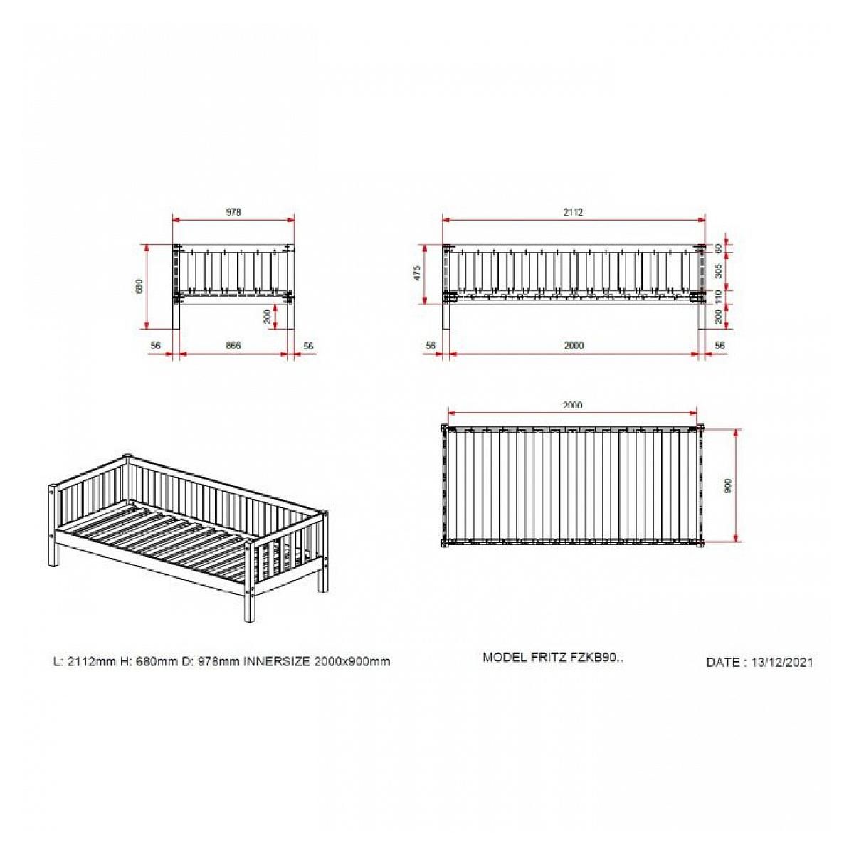 Paris Prix Pack - Lit Capitaine Enfant & Tiroir  Fritz  90x200cm Blanc