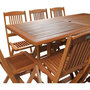 Voir la diapositive 2 : Habitat et Jardin Table et chaises de jardin en bois exotique  Hongkong  - Table fixe + 8 chaises pliantes