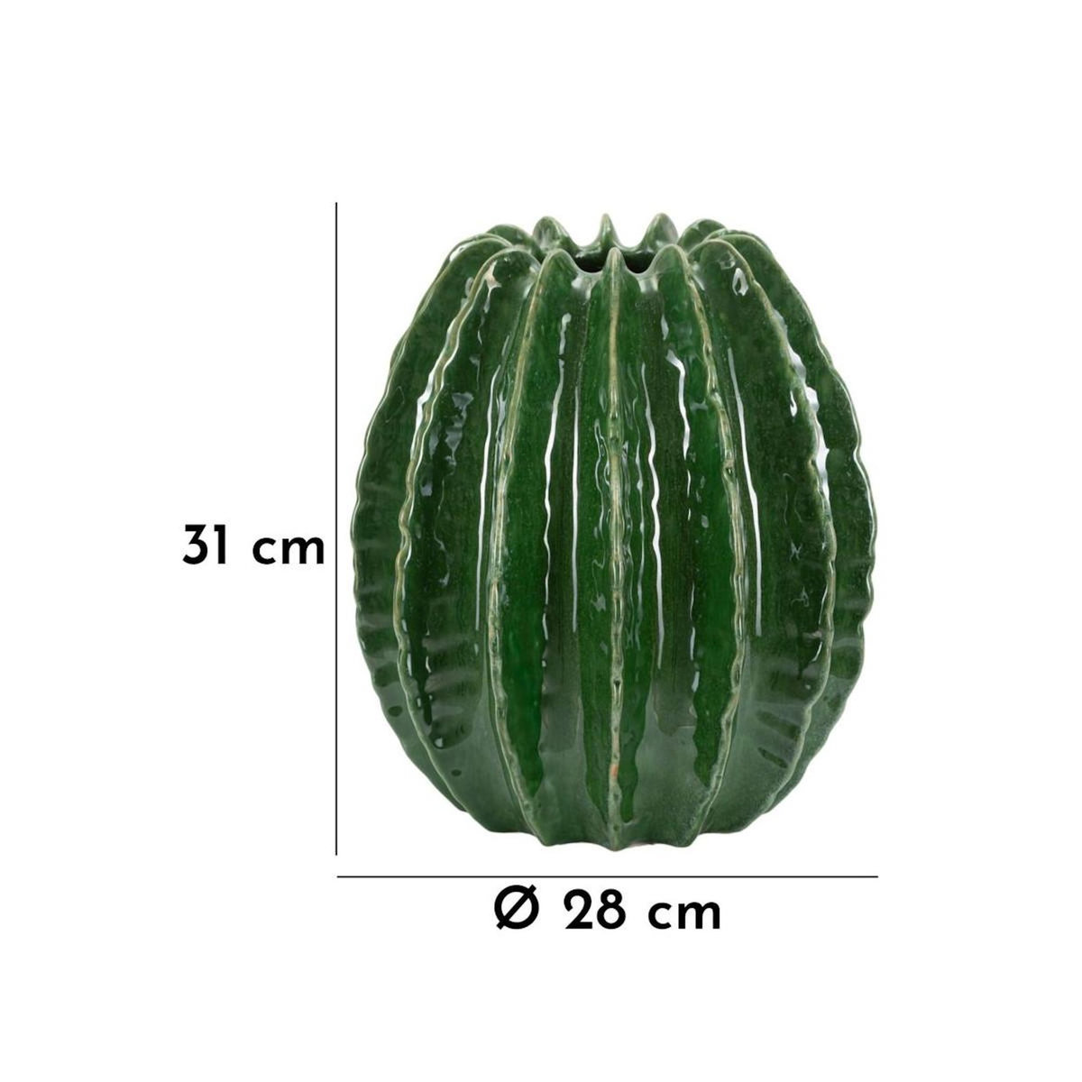 Paris Prix Vase Déco en Céramique  Cactus  31cm Vert