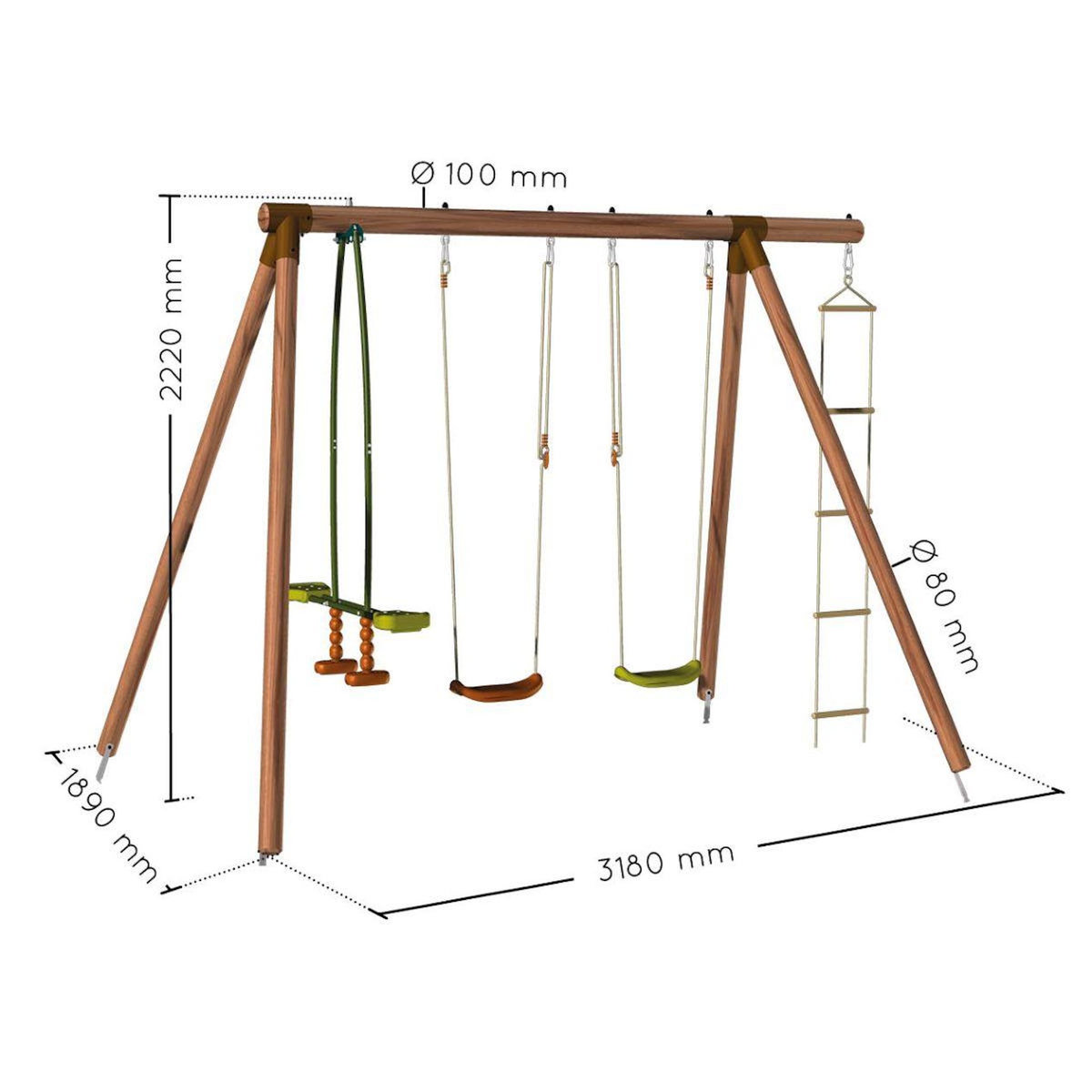 Soulet Portique balançoire -  Bois - H2,20m - GABIN