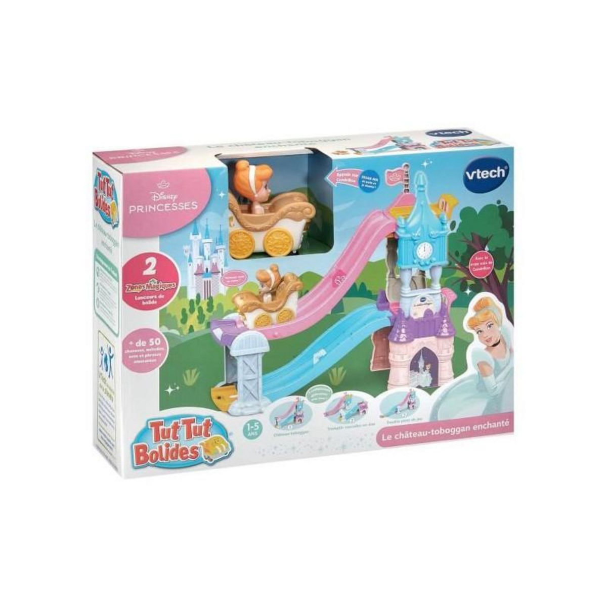 VTECH VTECH TUT TUT BOLIDES DISNEY PRINCESSES - CHÂTEAU - TOBOGGAN ENCHANTÉ (+ LE CARROSSE MARIAGE ENCHANTÉ DE CENDRILLON)