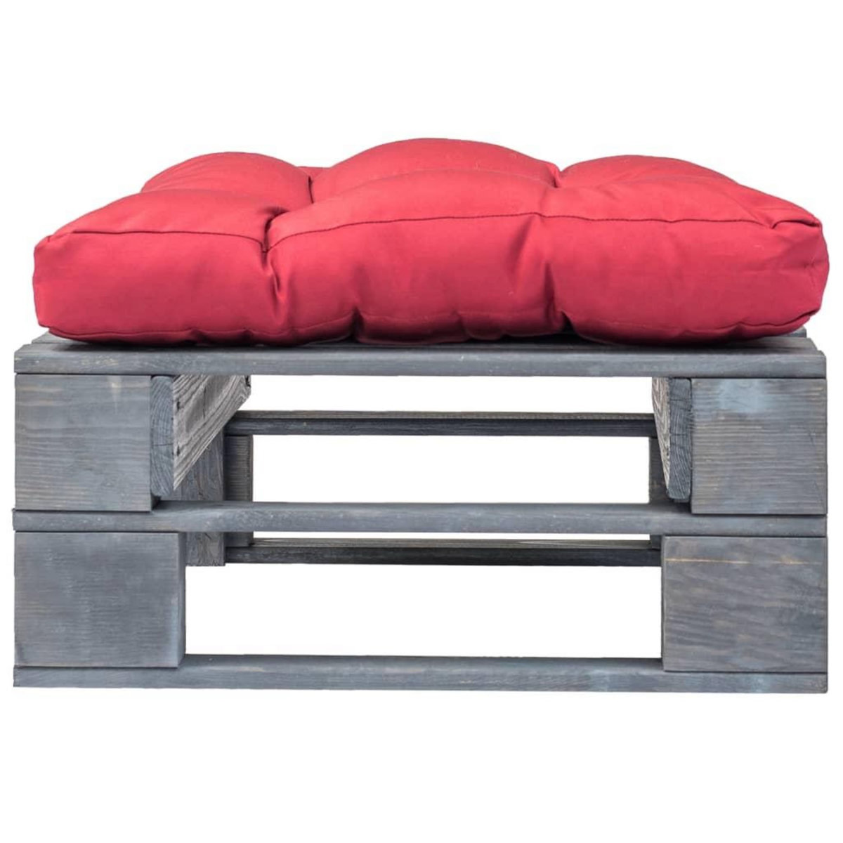 VIDAXL Repose-pied palette de jardin avec coussin en rouge gris bois