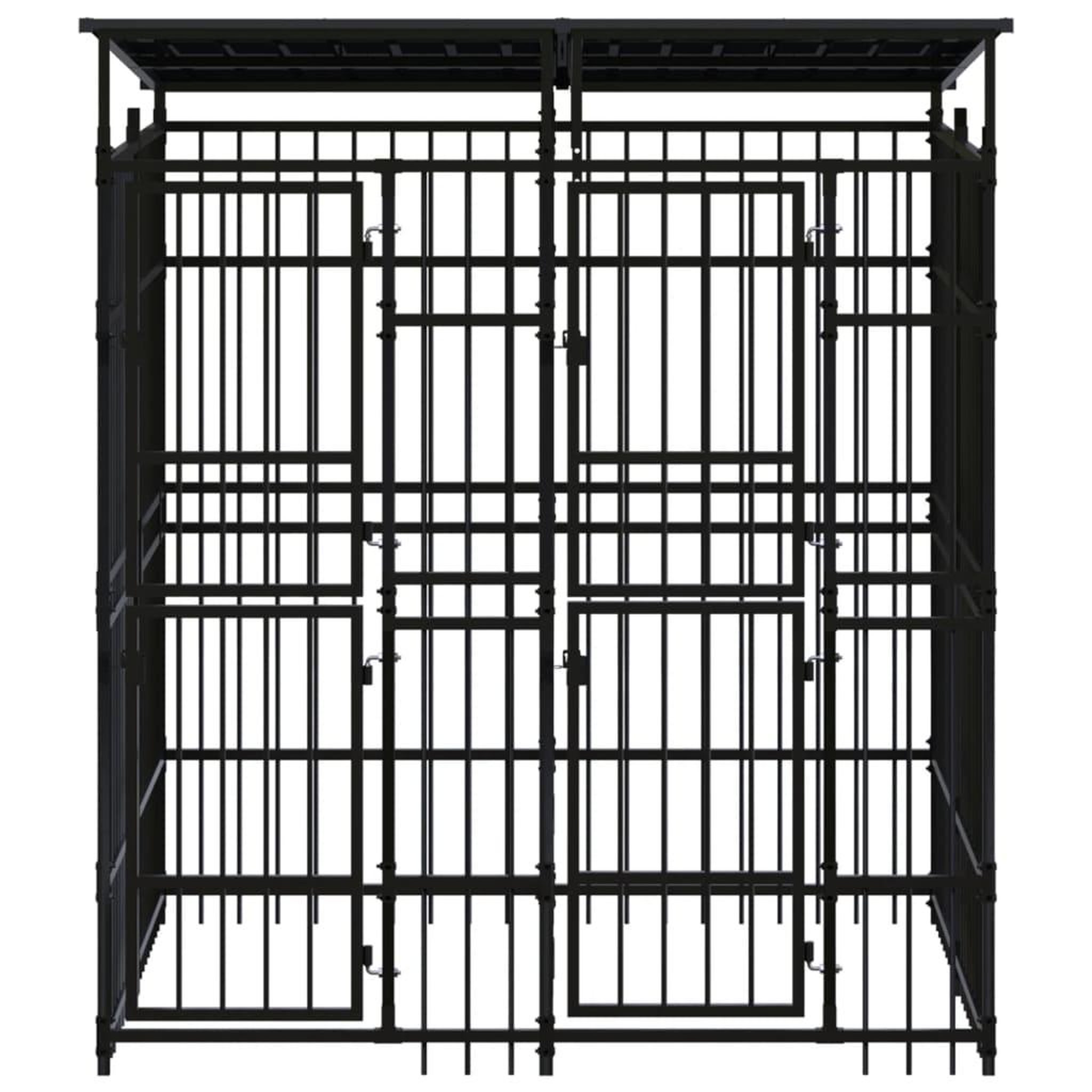 Voir la diapositive 2 : VIDAXL Chenil d'exterieur avec toit pour chiens Acier 3,69 m²