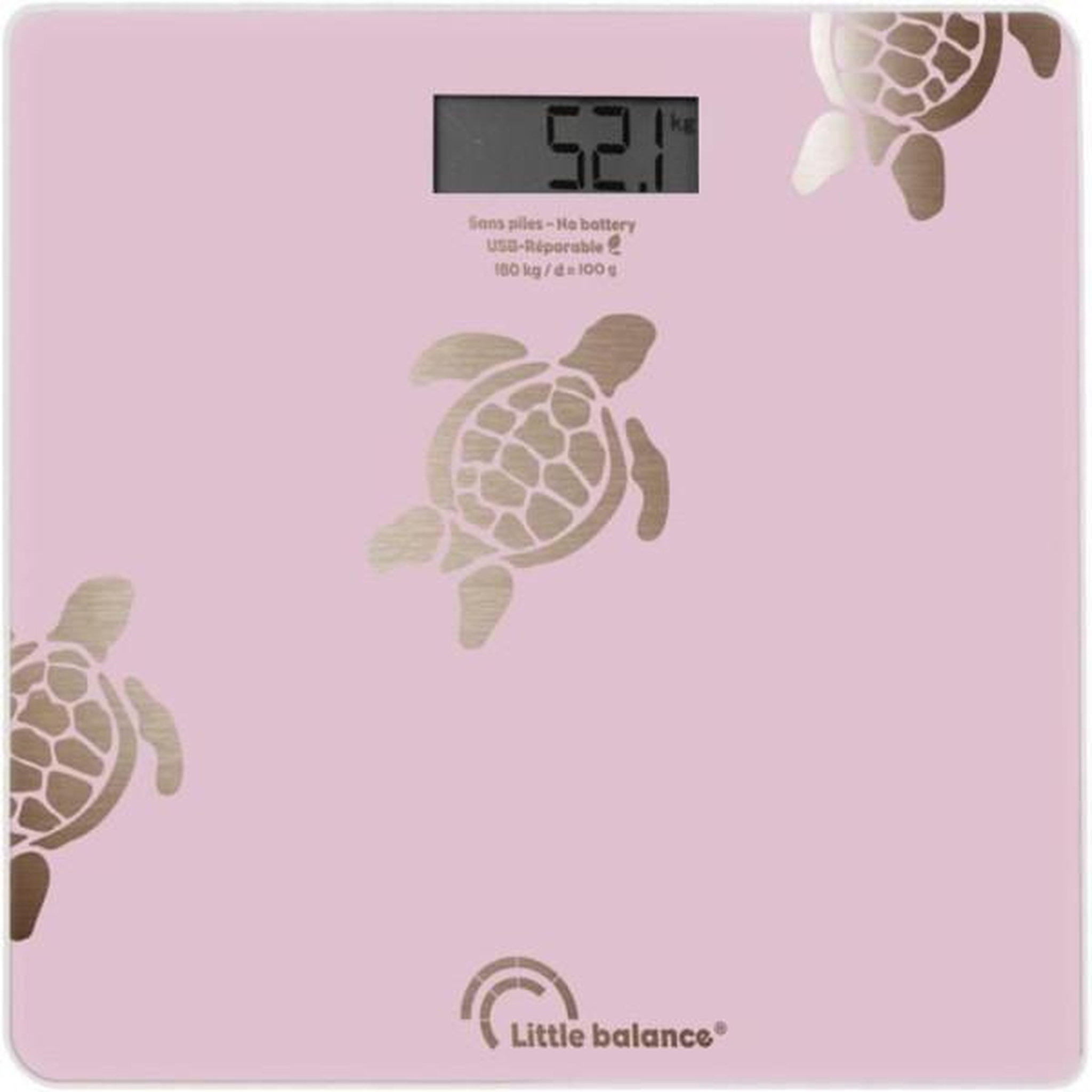 LITTLE BALANCE Balance - Pese Personne  - LITTLE BALANCE - 8729 - Tortues gold métallisées - USB-réparable - 180 kg / 100 g - Rose