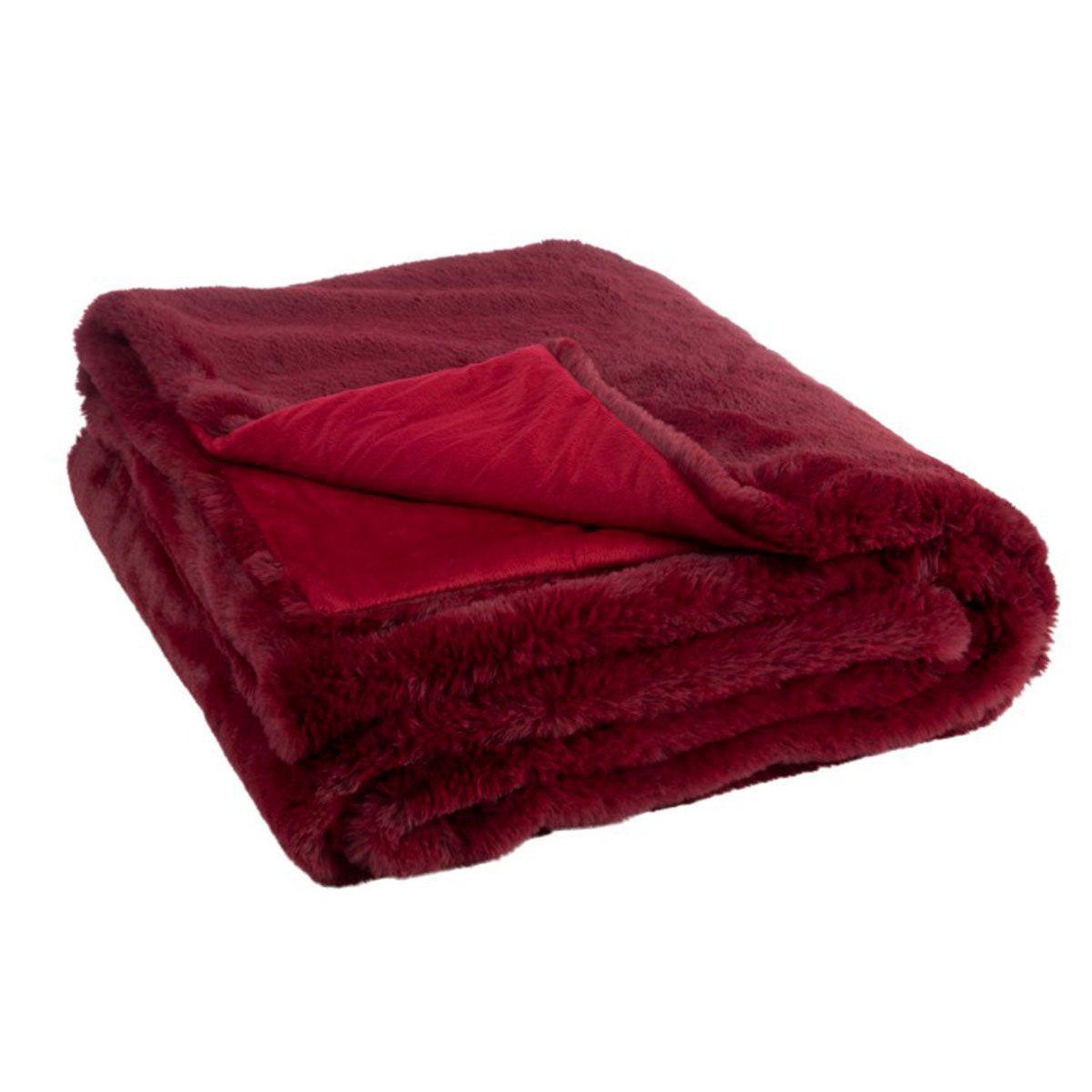 Voir la diapositive 2 : J-LINE Plaid imitation fourrure  cutie  130x180cm bordeaux