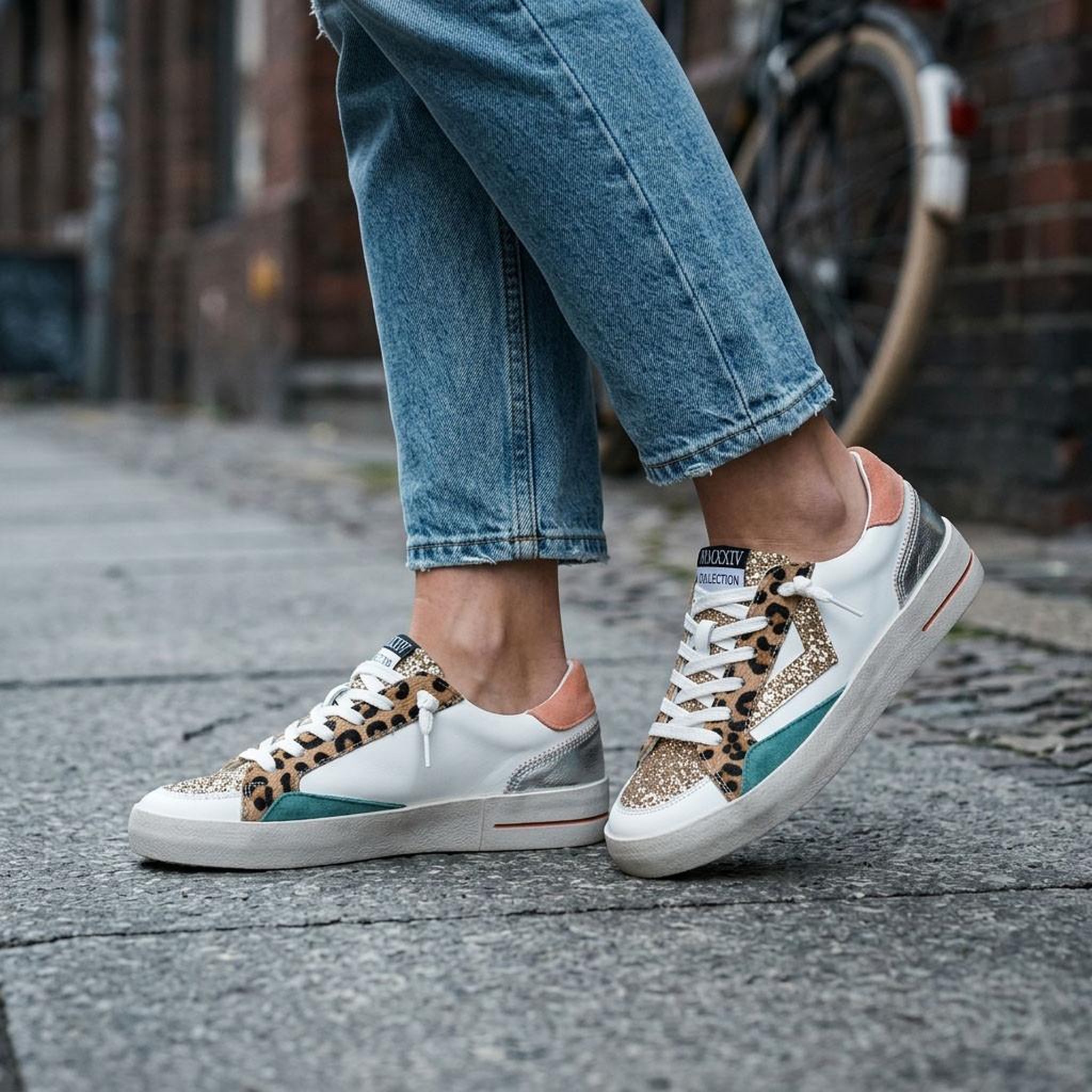 Voir la diapositive 2 : OZABI OZABI Sneakers Léopard Glitter Femme Plateforme MMXXIV