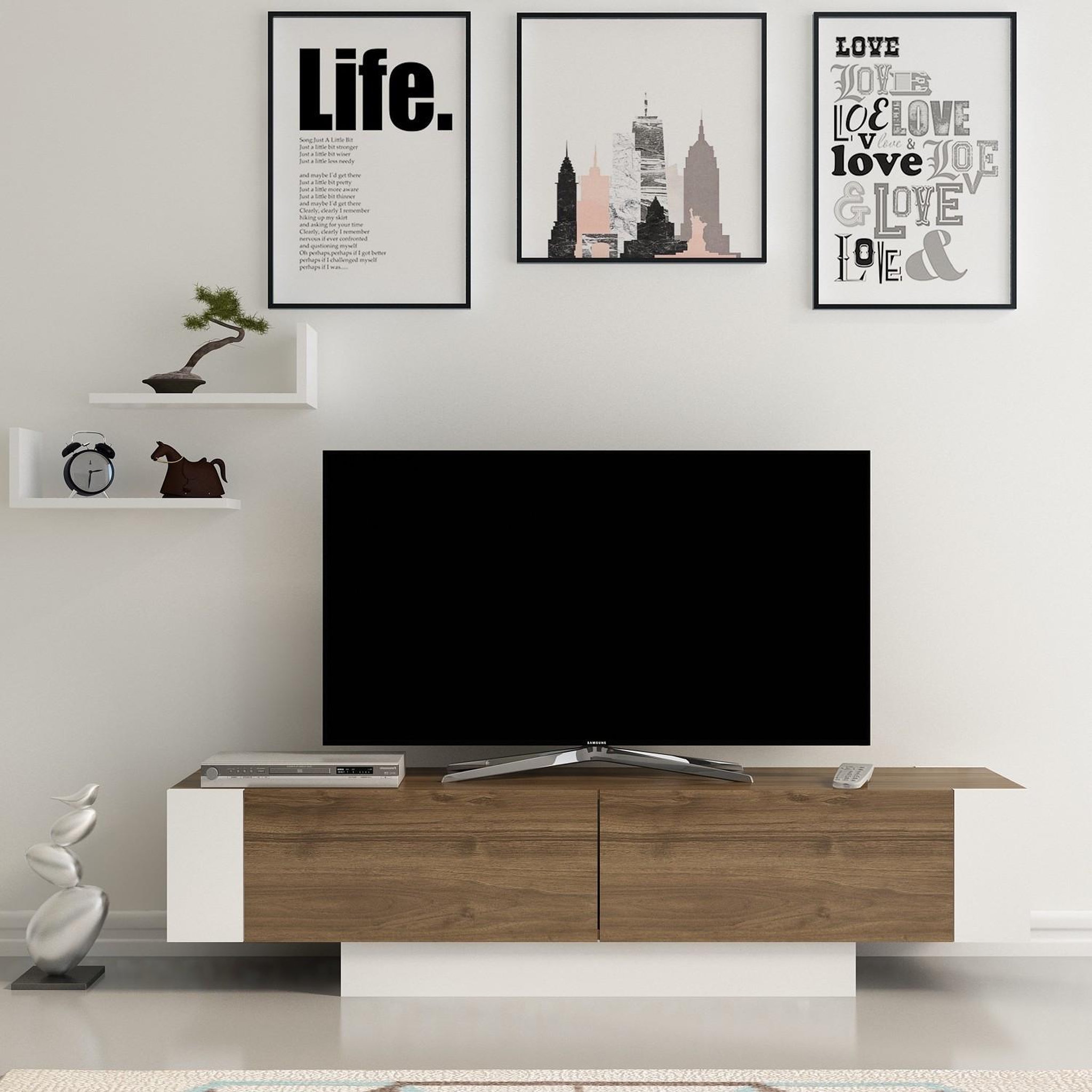 Voir la diapositive 2 : Habitat et Jardin Meuble tv en bois  matera  - 150 x 31 x 41 cm - marron