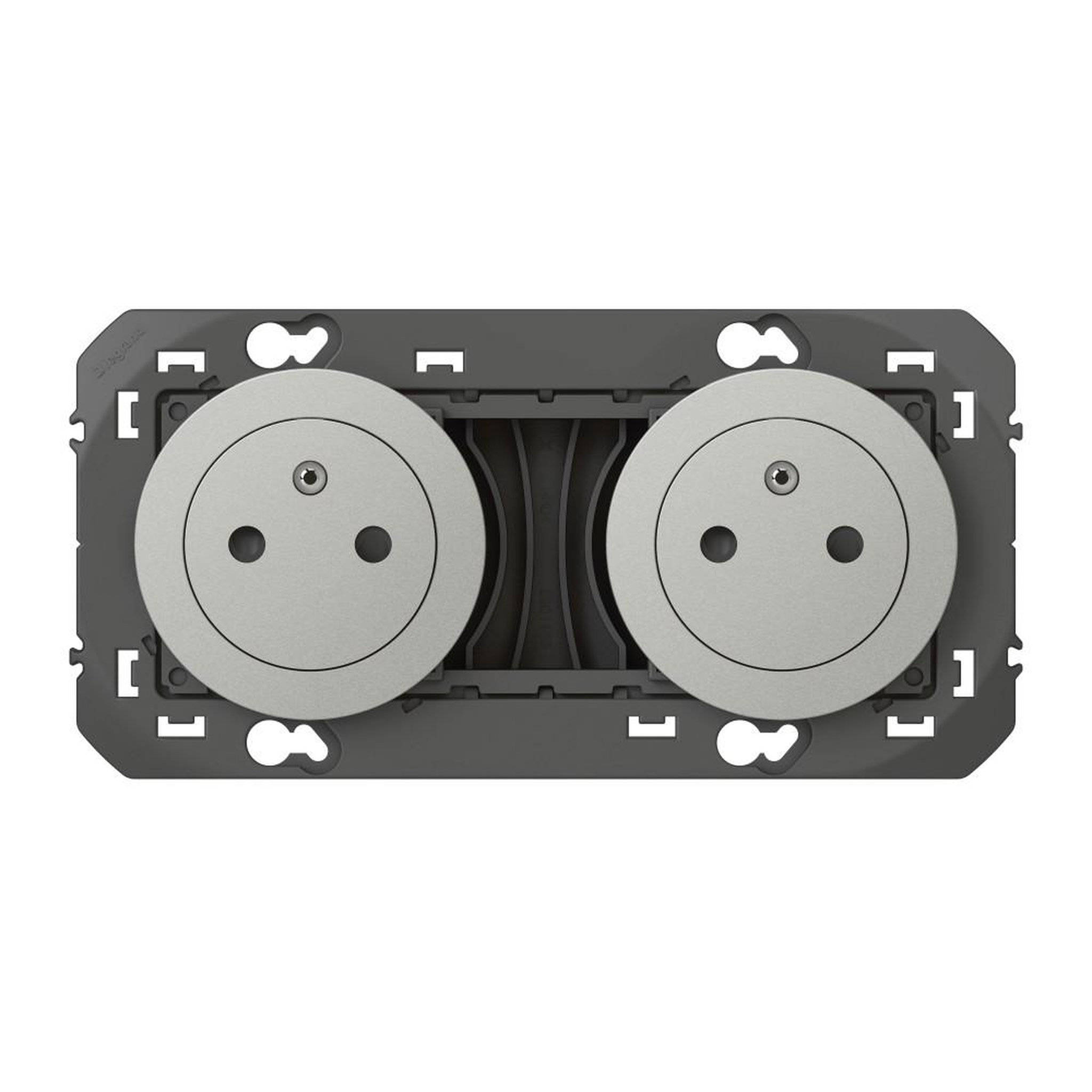 Legrand Double prise avec terre Dooxie, LEGRAND, aluminium