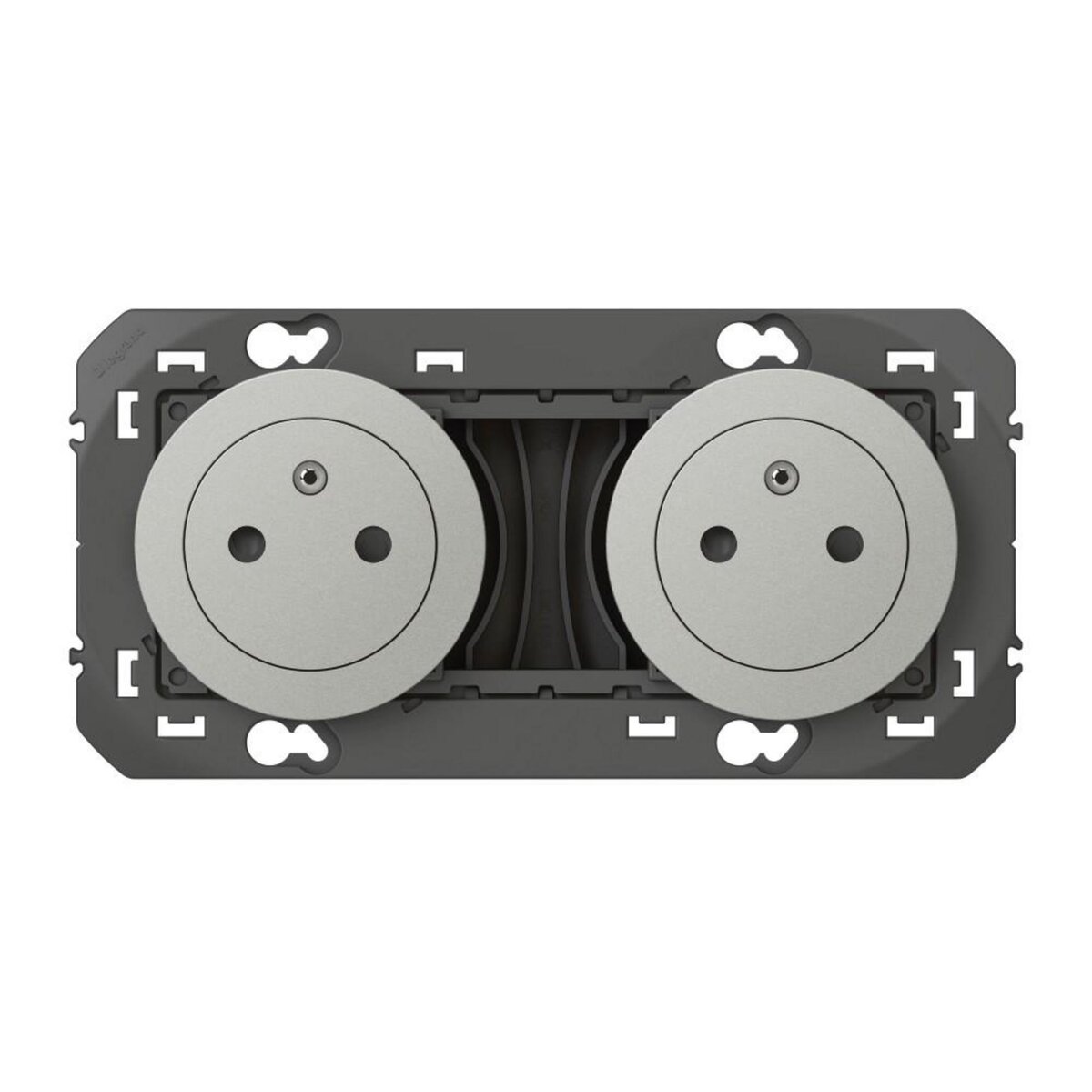 Legrand Double prise avec terre Dooxie, LEGRAND, aluminium