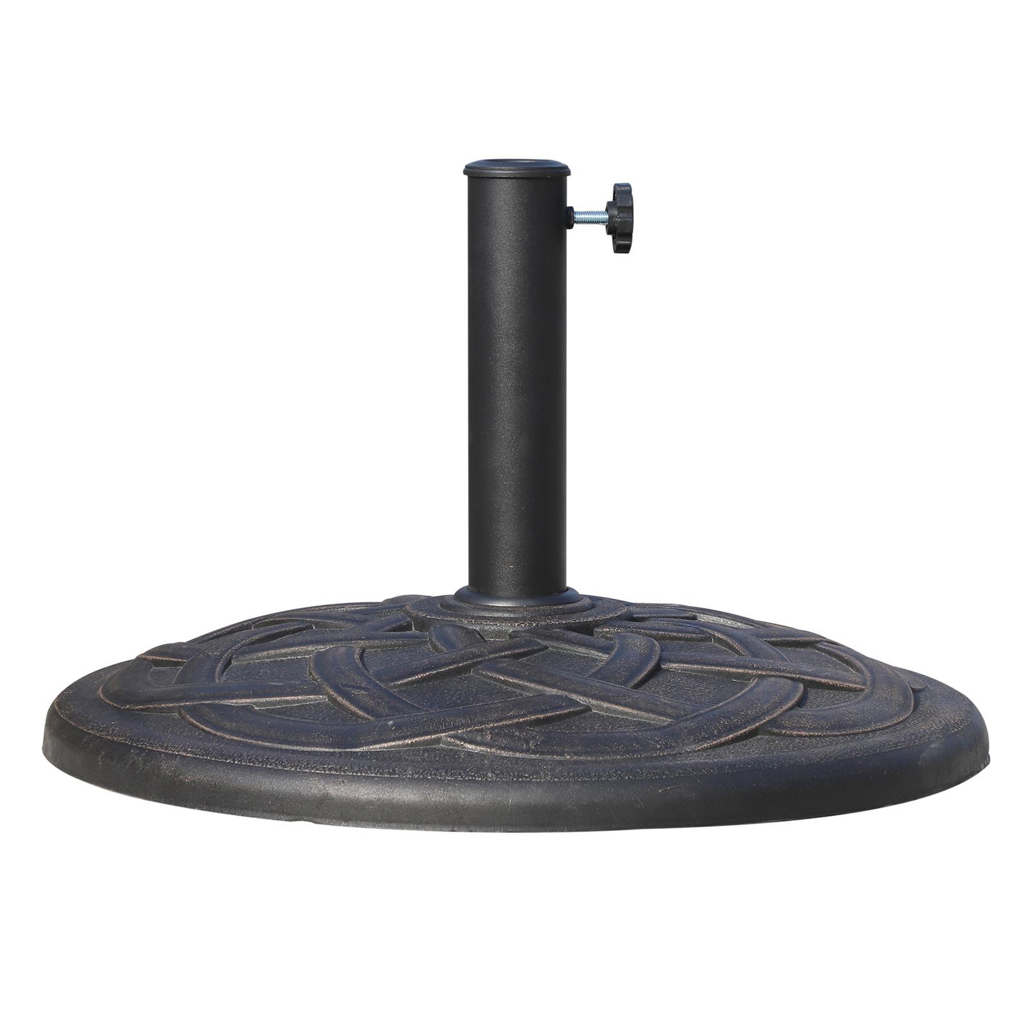 Voir la diapositive 3 : HOMCOM Pied de parasol base de lestage de parasol rond résine imitation fonte motif rosace diamètre 57 cm poids net 19 Kg
