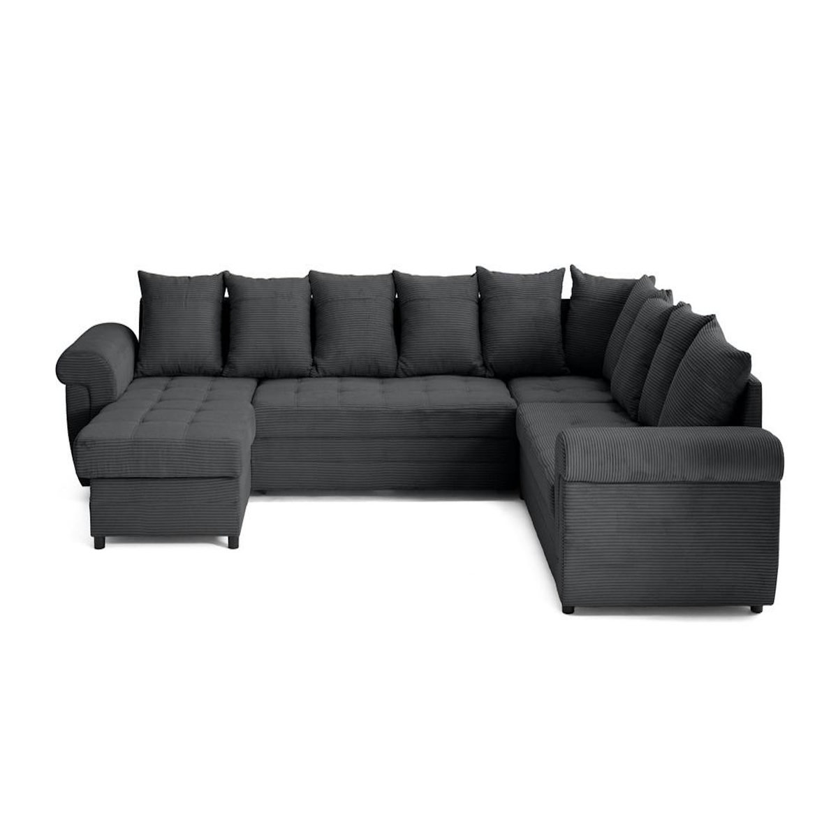 BEST MOBILIER Henry - canapé panoramique convertible - avec coffre - en velours côtelé - 7 places