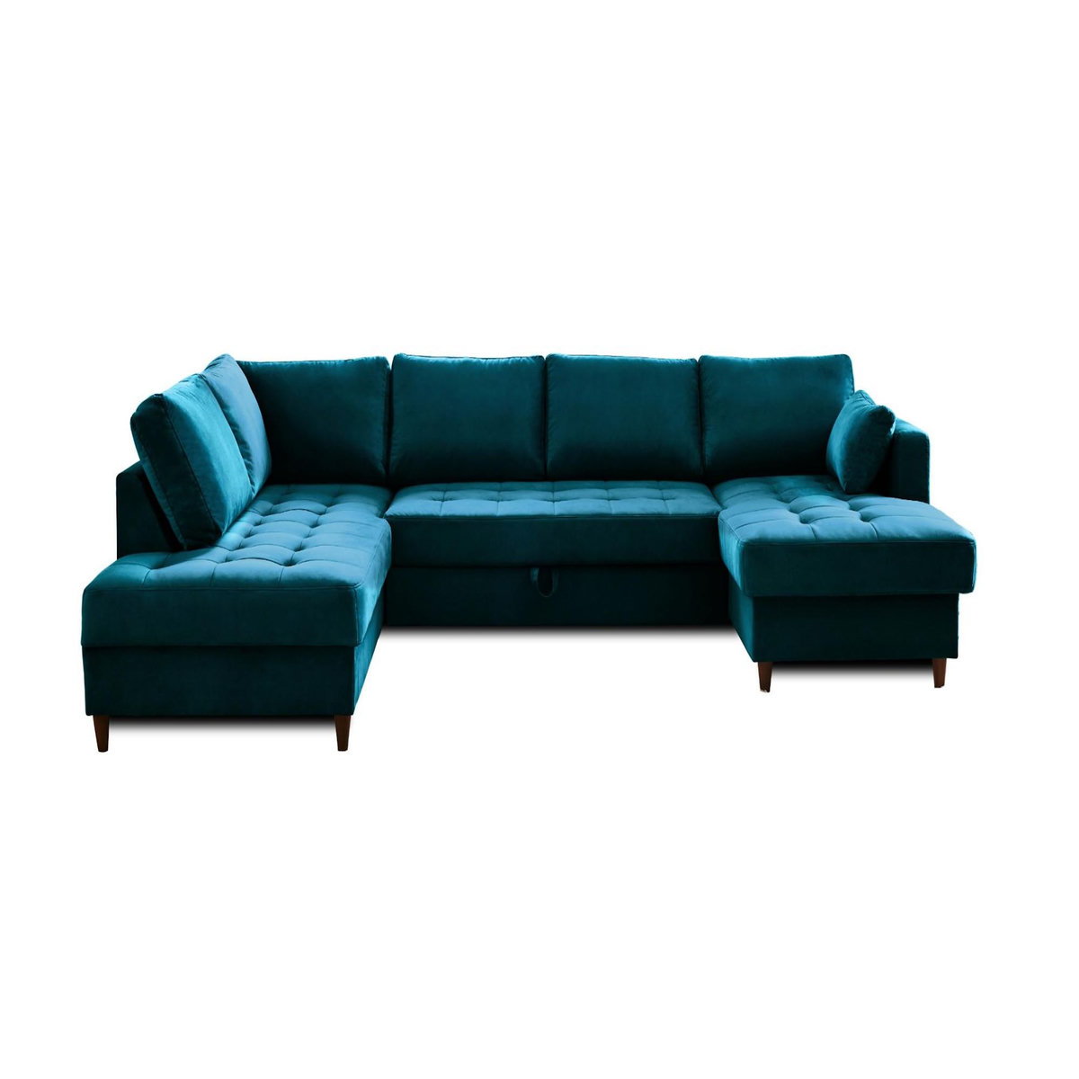 LISA DESIGN Anna - canapé panoramique d'angle gauche - 7 places - convertible avec coffre - en velours