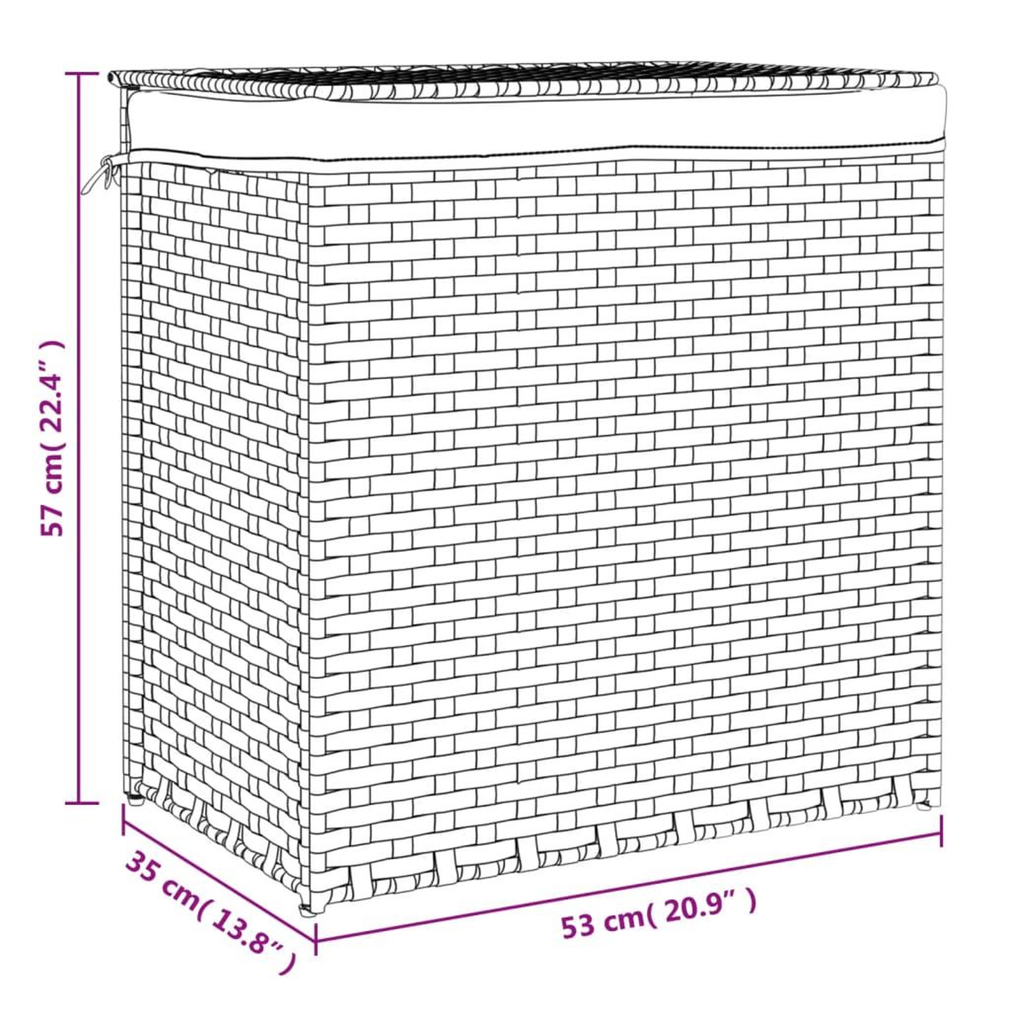 Voir la diapositive 6 : VIDAXL Panier a linge avec 2 sections 53x35x57 cm resine tressee