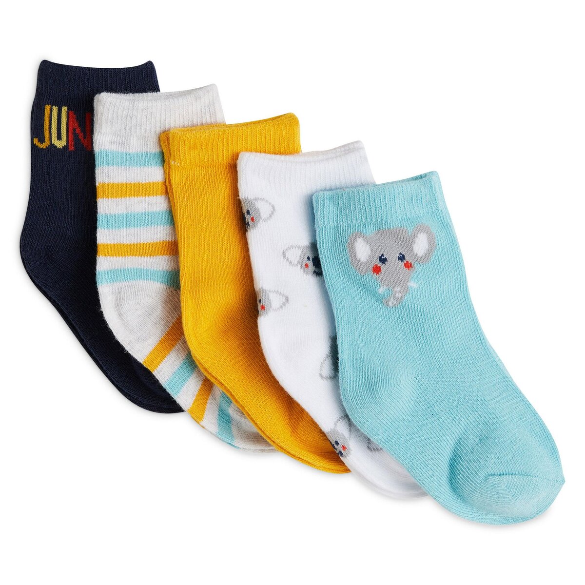 IN EXTENSO Lot de 5 paires de chaussettes fantaisies bébé garçon