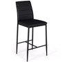 Voir la diapositive 4 : ID MARKET Lot de 4 tabourets ROMANE en PVC noir design contemporain chaises de bar rembourrées