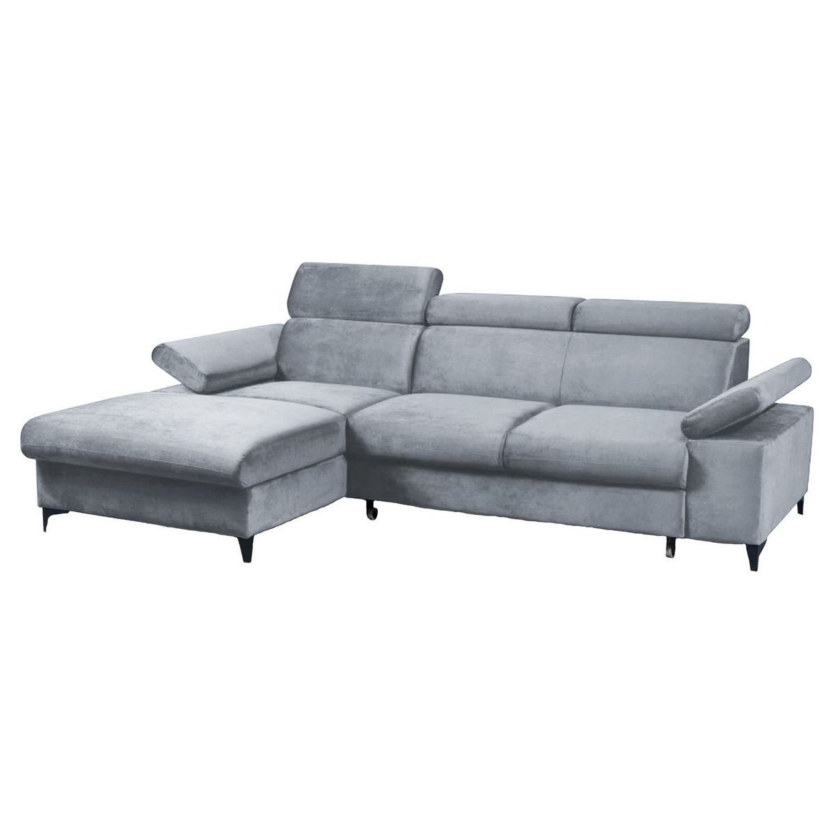 Canapé d'angle gauche fixe convertible 5 places avec coffre de rangement AURELIE