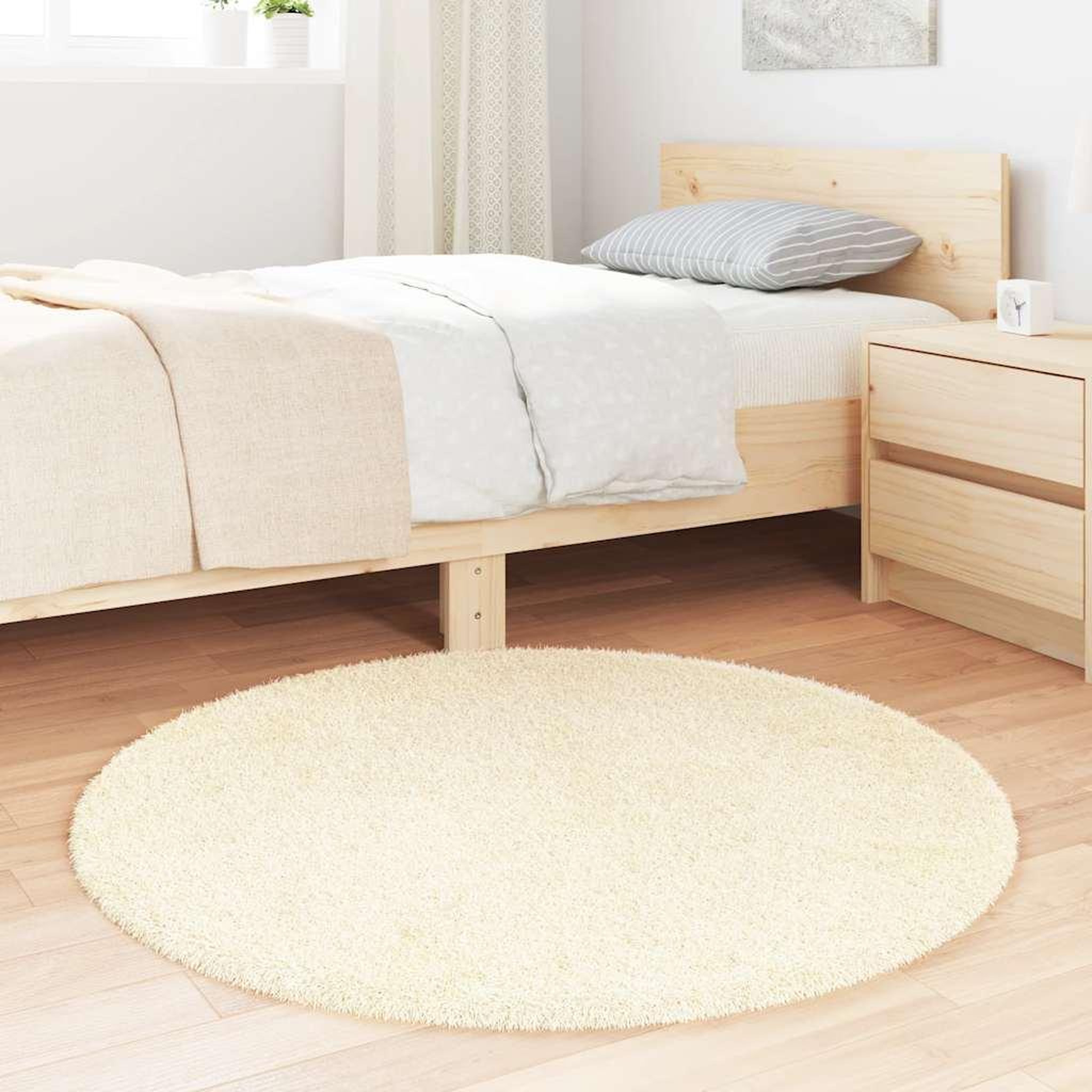 Voir la diapositive 3 : VIDAXL Tapis Shaggy a poils longs NAVARRA creme 100x100 cm polyester