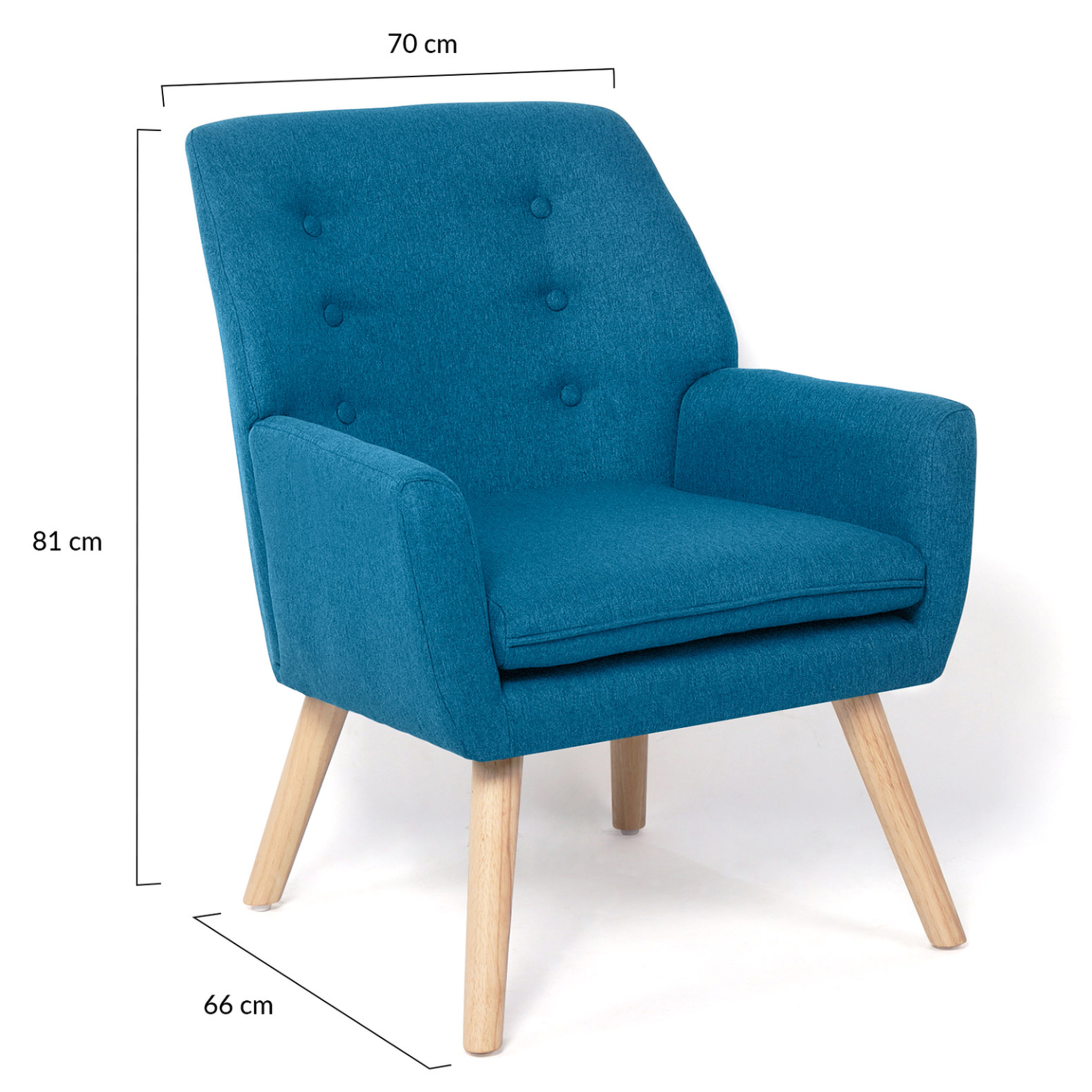 Voir la diapositive 6 : ID MARKET Fauteuil scandinave nat en tissu bleu canard