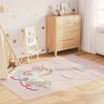 VIDAXL Tapis enfants rose 160x230 cm licorne antiderapant lavable