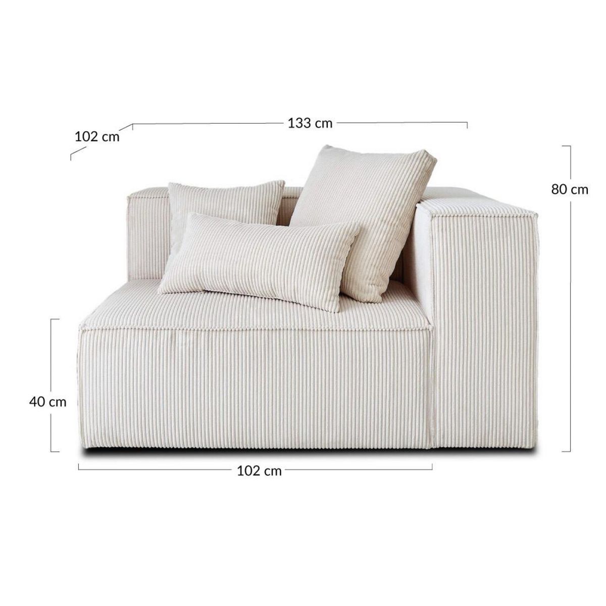 LISA DESIGN Colombine - module d'assise droit - en velours côtelé