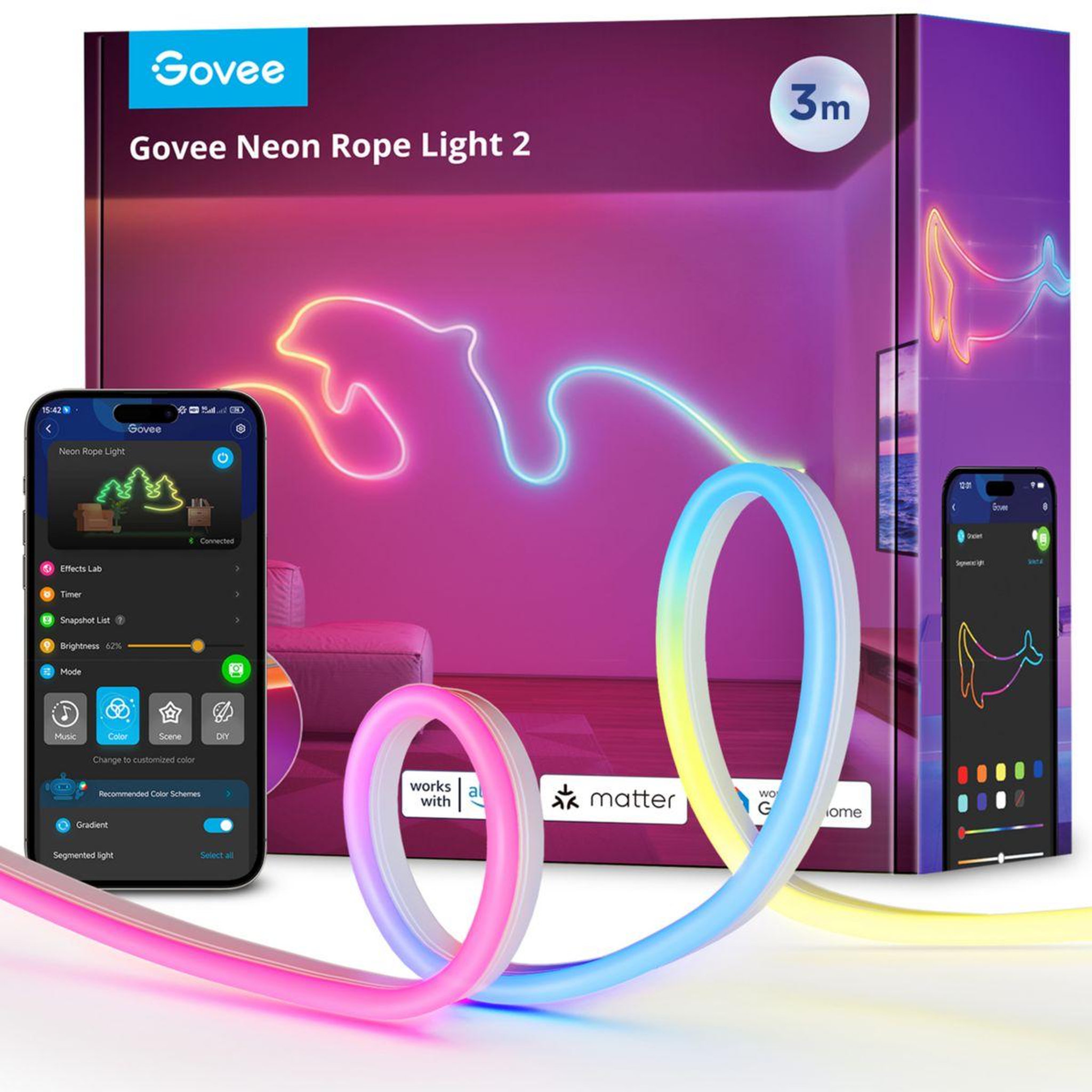 GOVEE Bandeau LED NEON STRIP LIGHT MATTER 3M