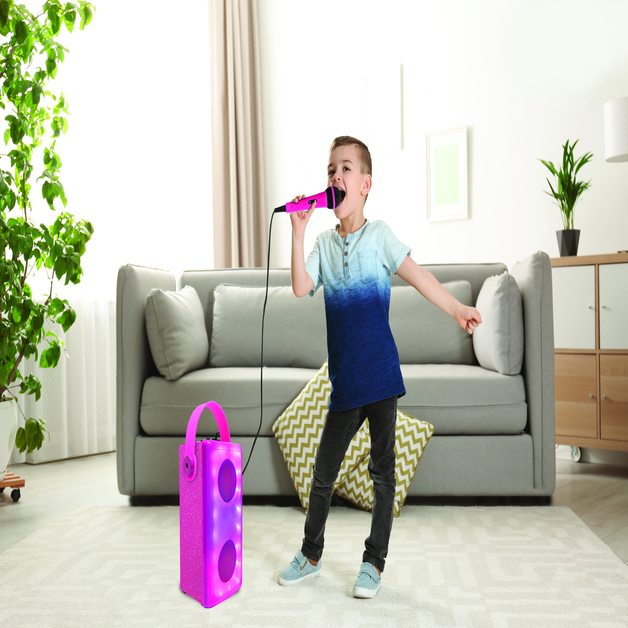 Voir la diapositive 5 : Lexibook Enceinte Bluetooth lumineuse Rose avec micro