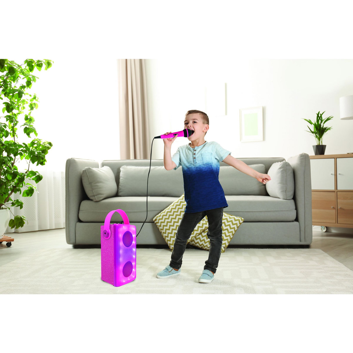 Lexibook Enceinte Bluetooth lumineuse Rose avec micro