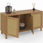 ID MARKET Buffet bas vintage 113 cm HANAE 3 portes effet naturel cannage