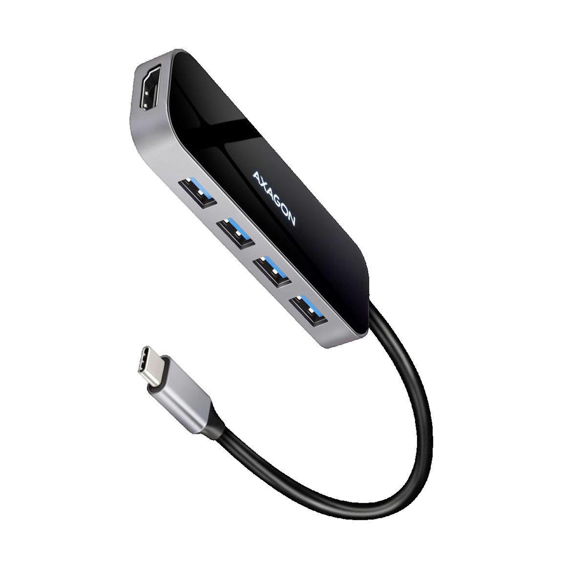 AXIOM Hub USB-C Axagon HMC-6H4A avec 4 ports USB-A et sortie HDMI