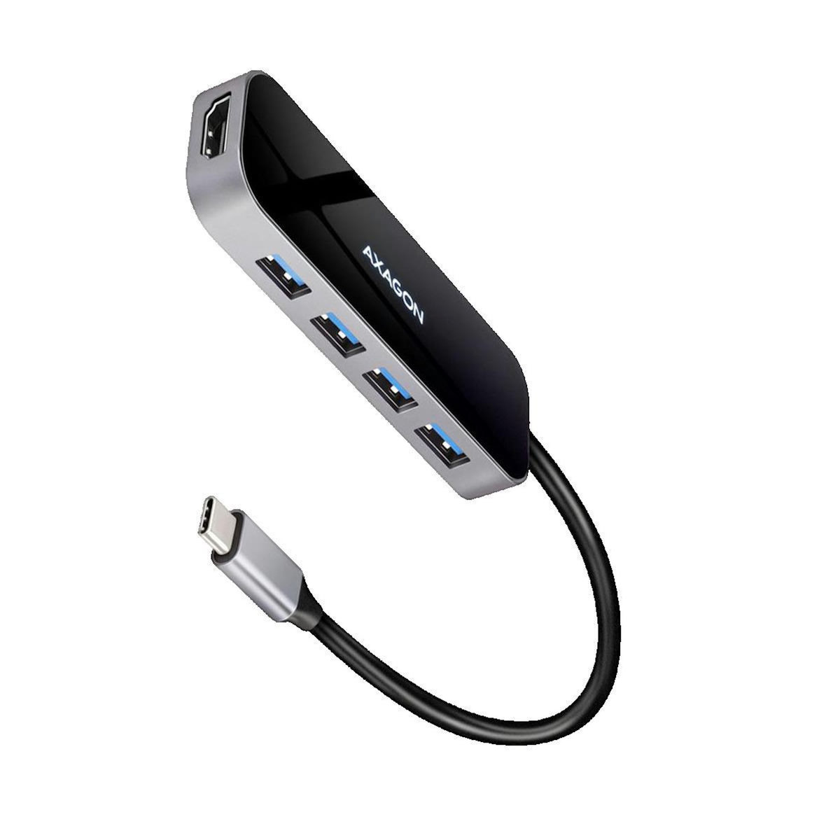 AXIOM Hub USB-C Axagon HMC-6H4A avec 4 ports USB-A et sortie HDMI