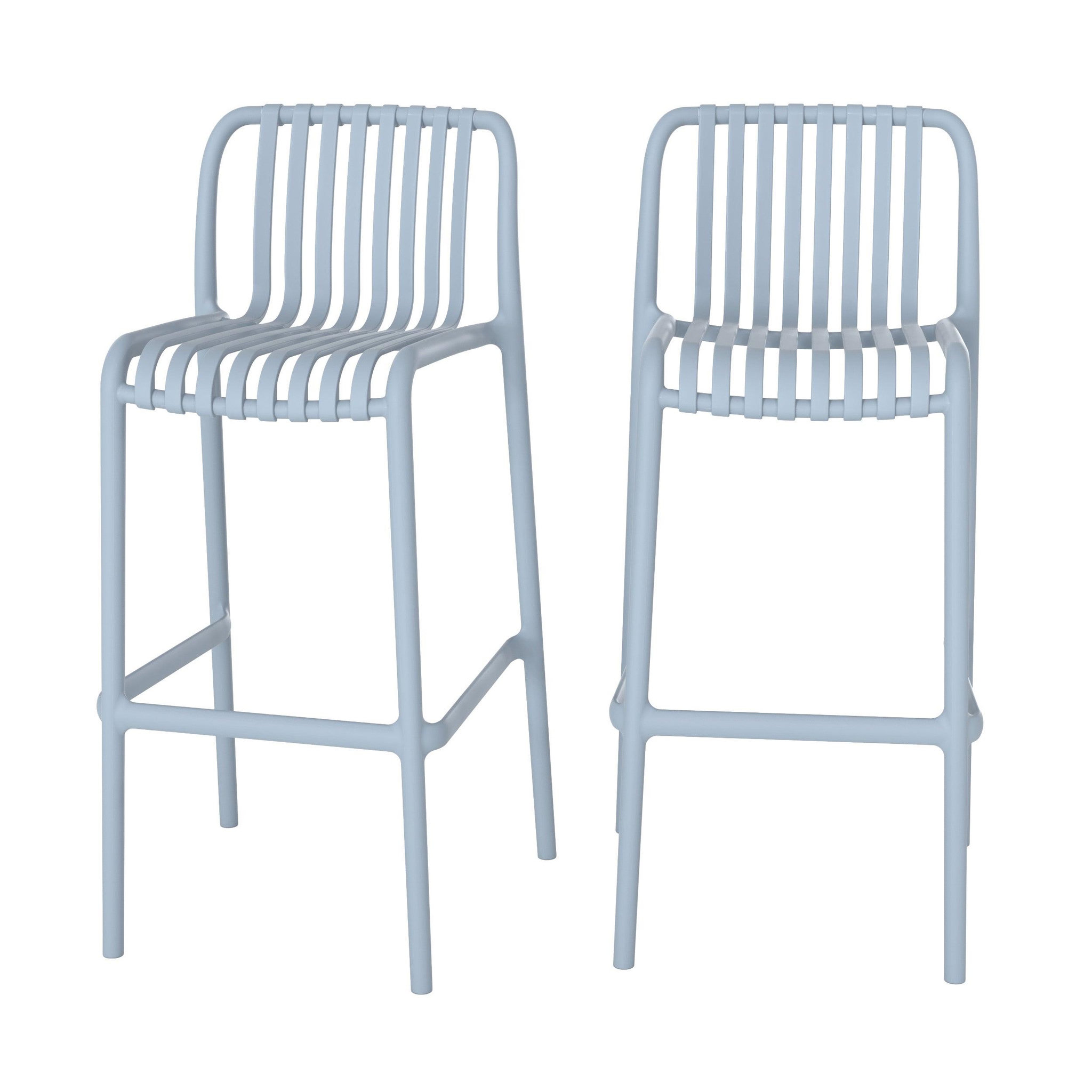 MAISON PAVANE Lot de 2 chaises de bar de jardin 76 cm en plastique bleu pastel-duli