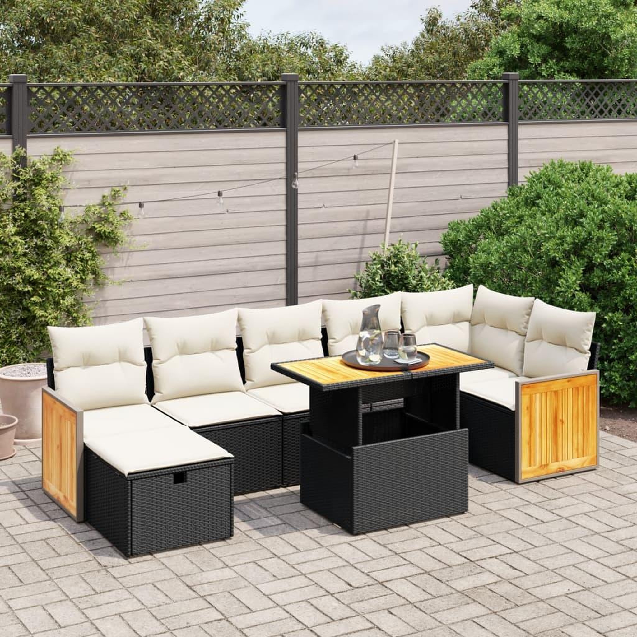 VIDAXL Salon de jardin 8 pcs avec coussins noir resine tressee