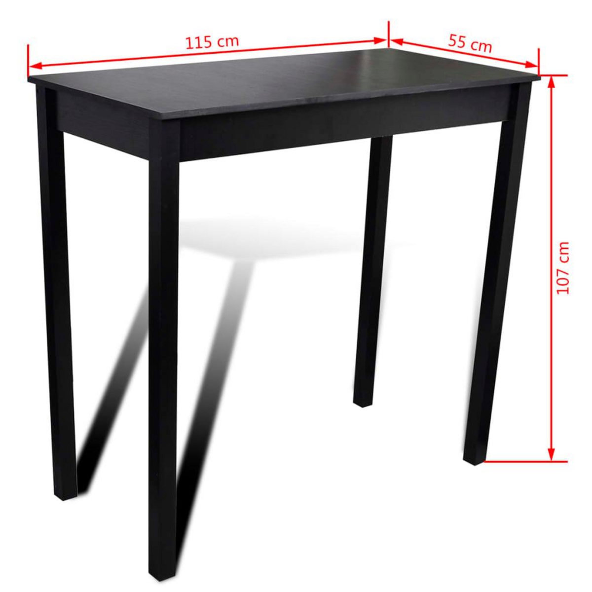 VIDAXL Set de 1 table de bar et 4 tabourets noir