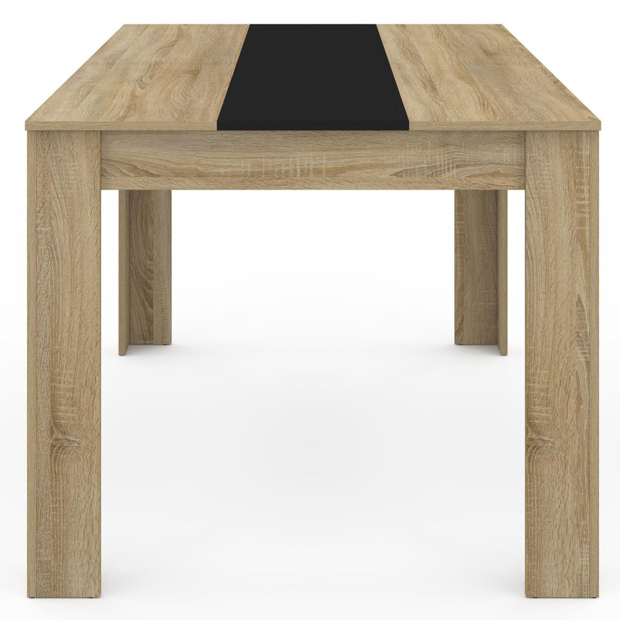 Voir la diapositive 5 : ID MARKET Table à manger rectangle georgia 6 personnes imitation hêtre et noire 140 x 80 cm