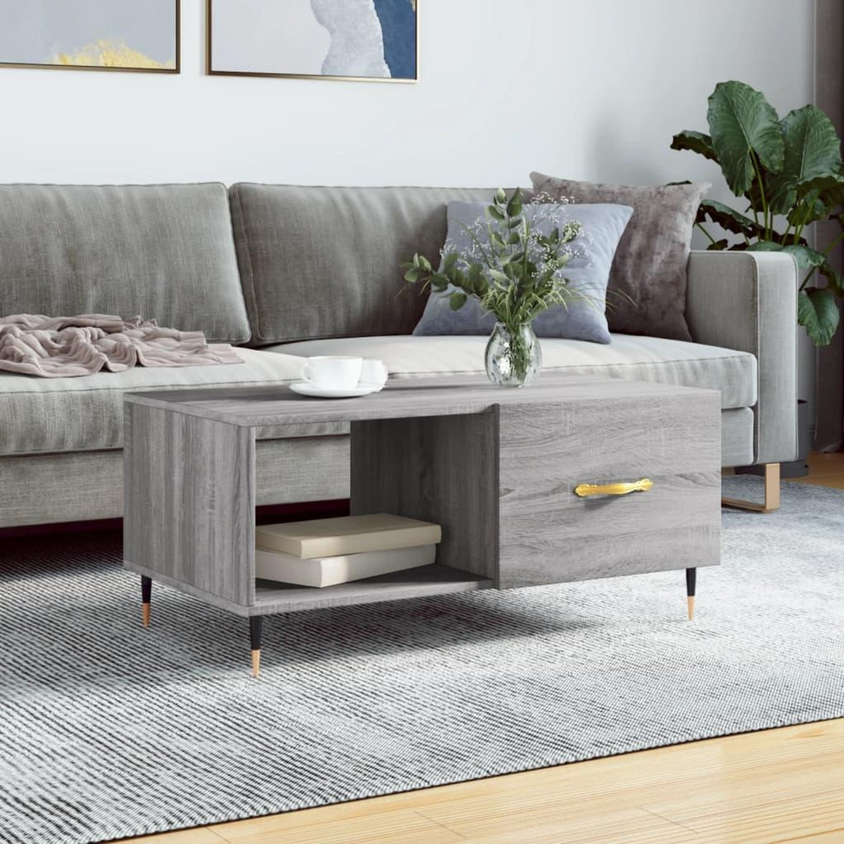 VIDAXL Table basse sonoma gris 90x50x40 cm bois d'ingenierie