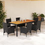 Voir la diapositive 1 : VIDAXL Ensemble a manger de jardin et coussins 7pcs noir rotin acacia