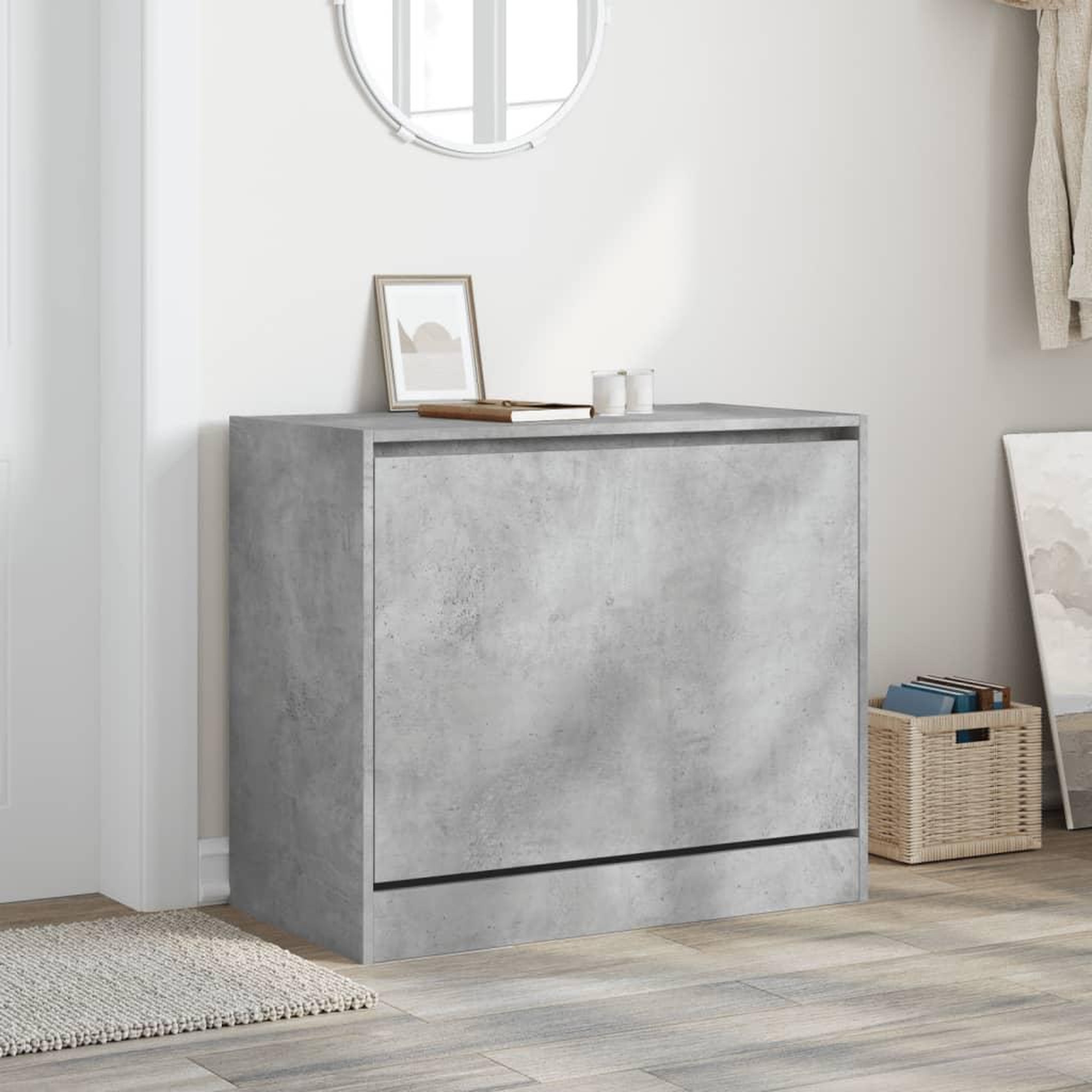 Voir la diapositive 3 : VIDAXL Armoire a chaussures gris beton 80x42x69 cm bois d'ingenierie