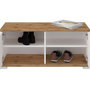 Voir la diapositive 4 : IDIMEX Ensemble banc à chaussures et porte manteau mural VIELLA en mélaminé couleur chêne wotan et blanc