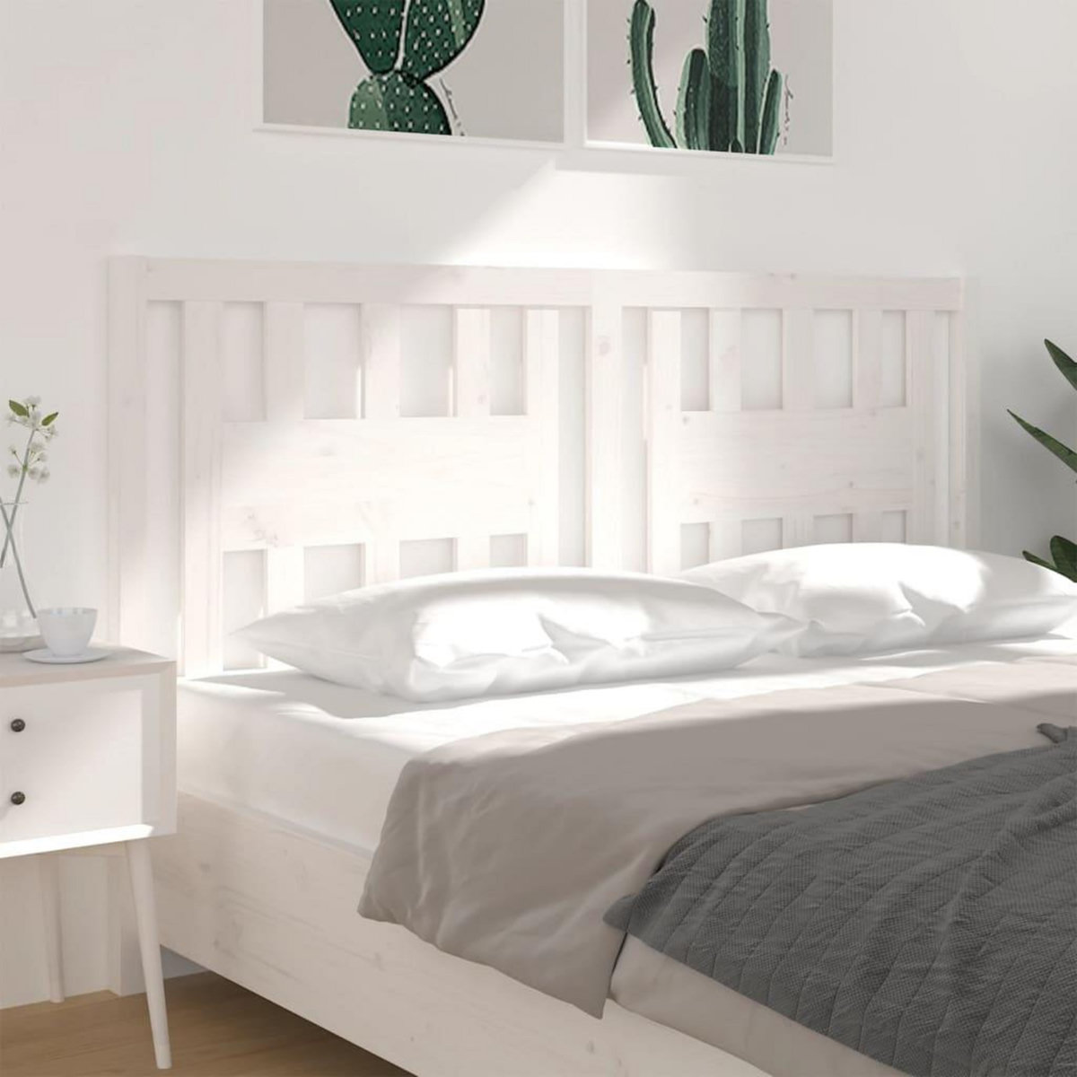 VIDAXL Tete de lit Blanc 166x4x100 cm Bois massif de pin