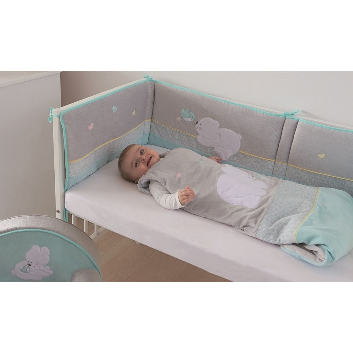 TINEO Tour de lit velours Pilou