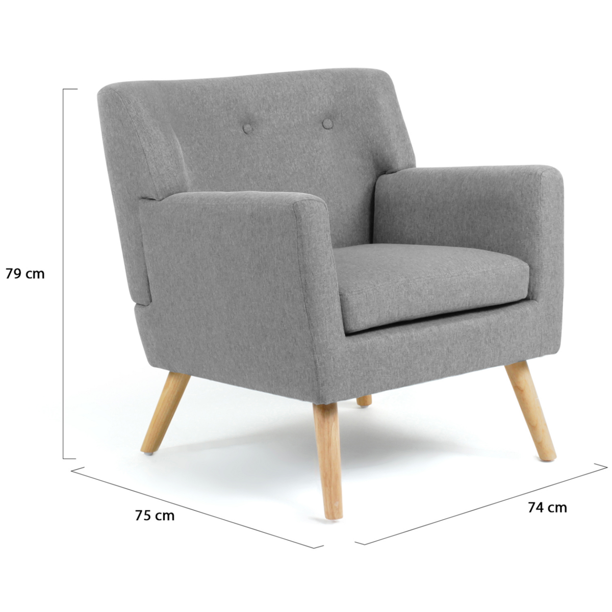 ID MARKET Fauteuil scandinave LIV en tissu gris chiné